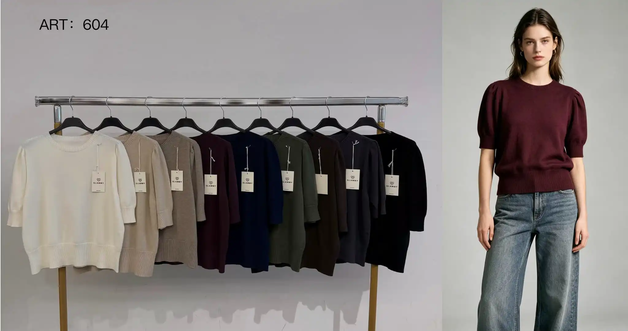 Regular Sweater with Puff Sleeves