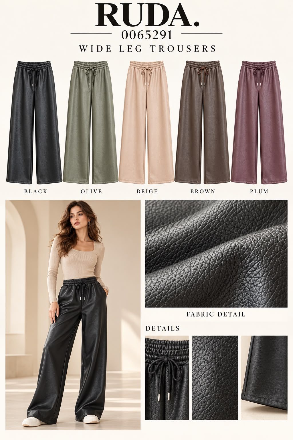 Wide Leg Trousers with Elastic Waist