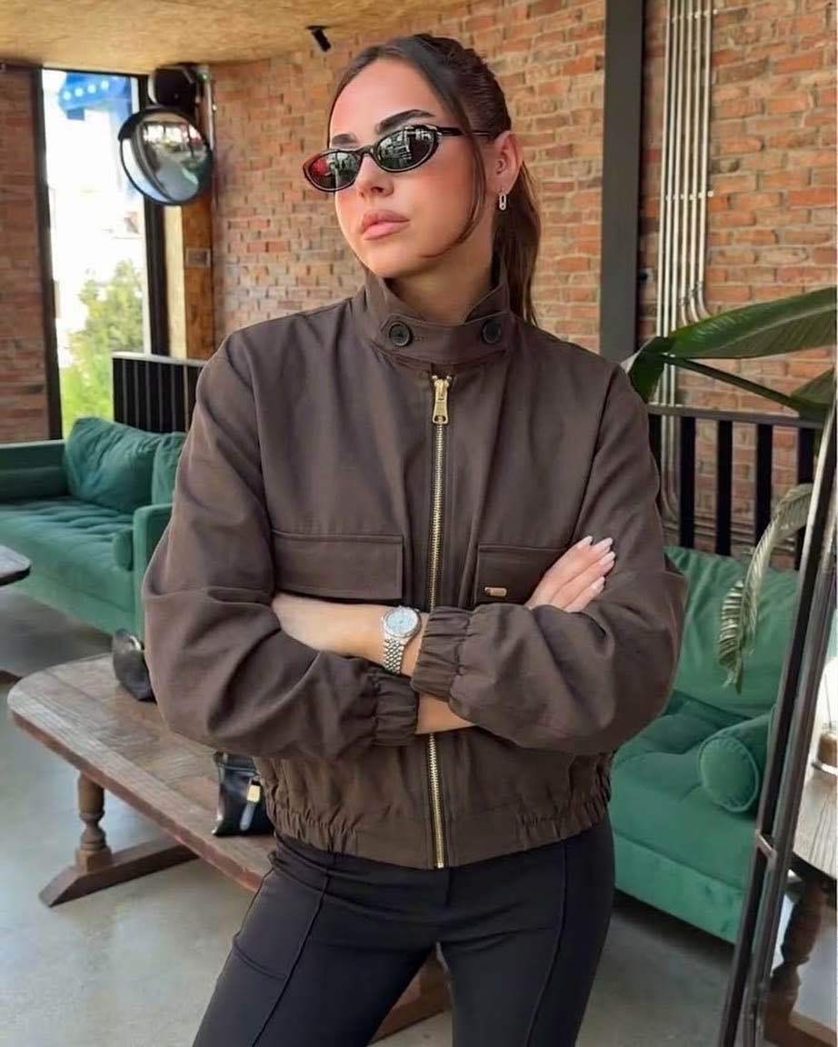 Bomber Jacket with Mock Neck