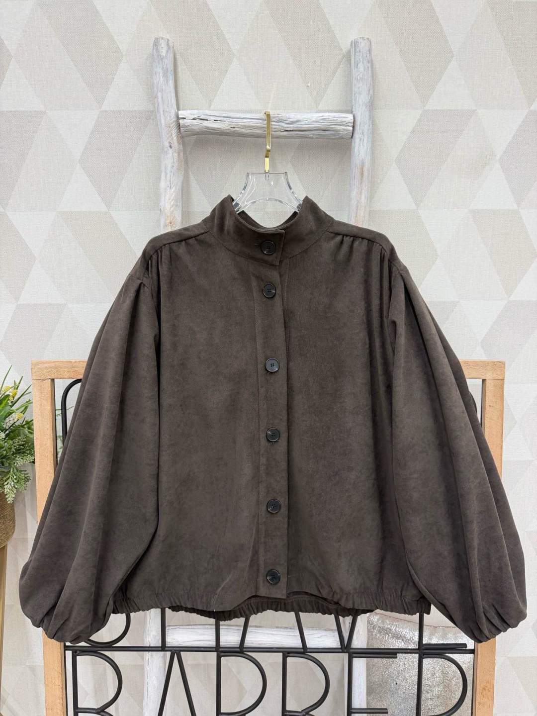 Cropped Relaxed Stand-Collar Jacket