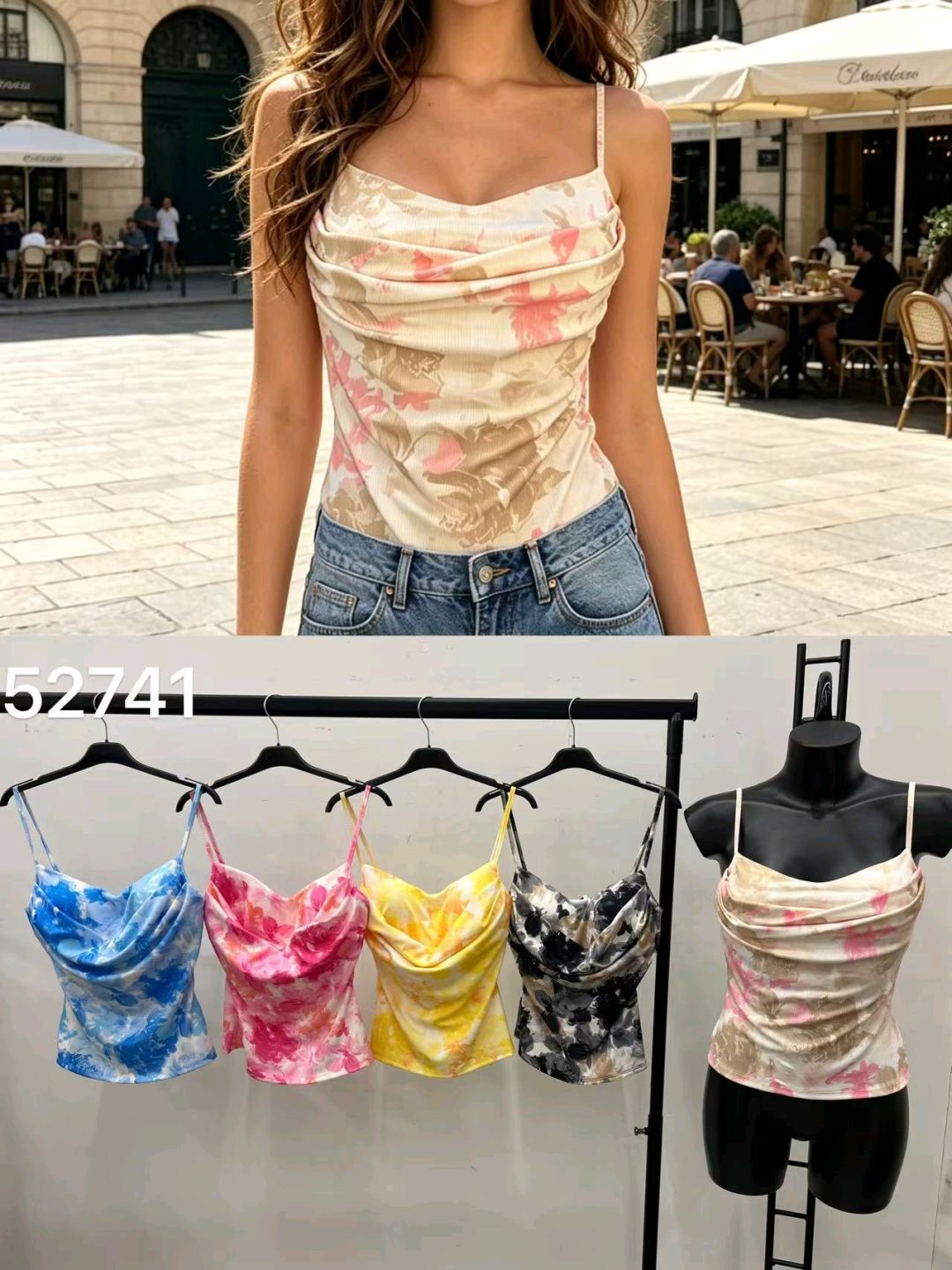 Fitted Top with Draped Cowl Neck