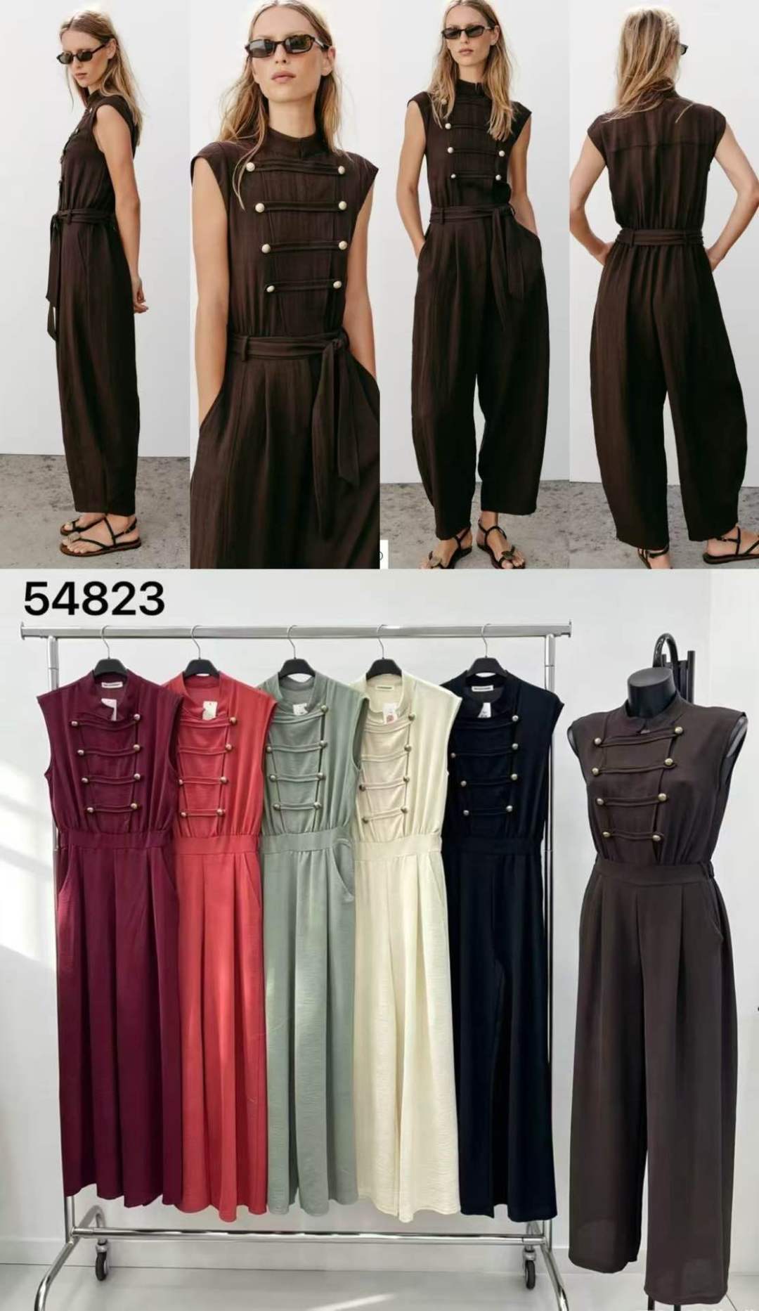 Wide‑Leg Jumpsuit with Mock Neck