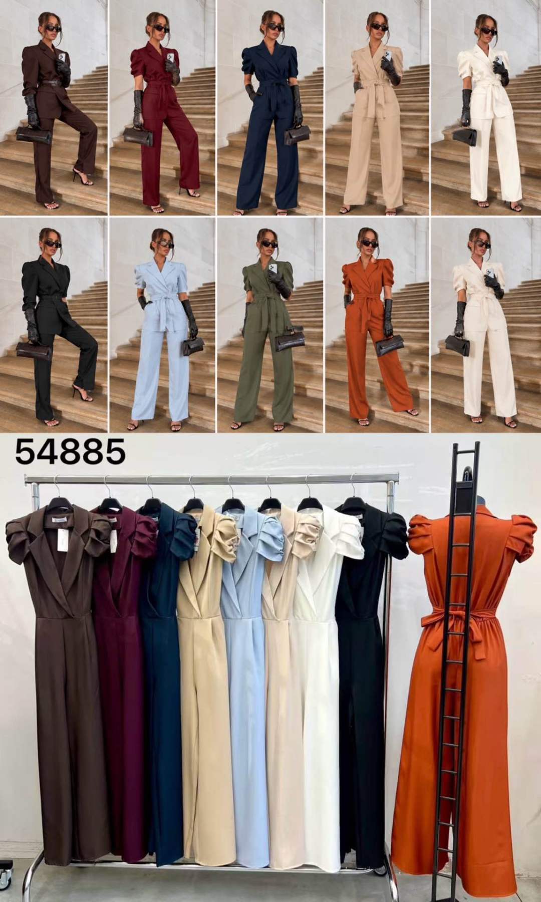 Notched Blazer Jumpsuit