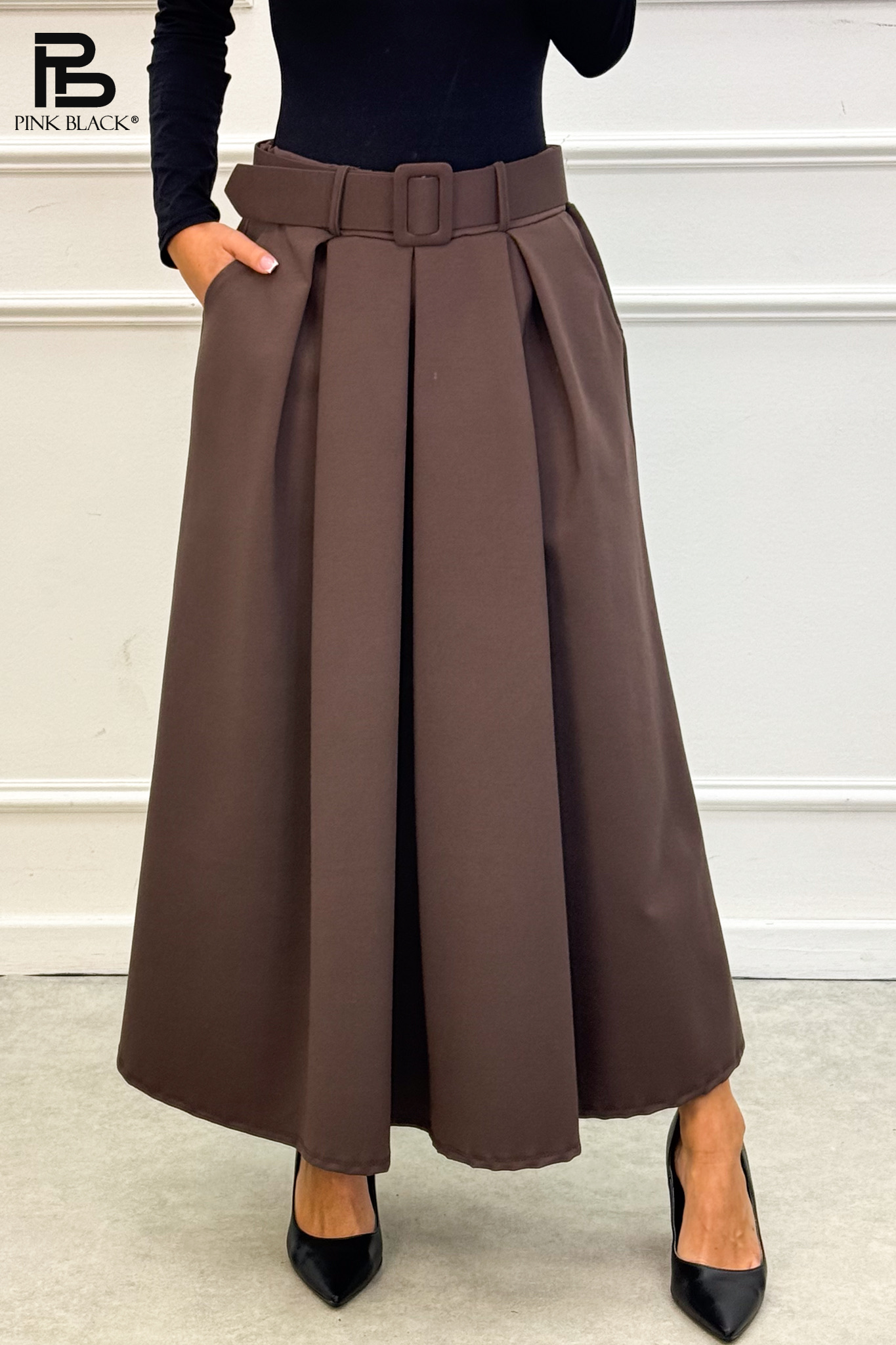 A-line Midi Skirt with Pleats