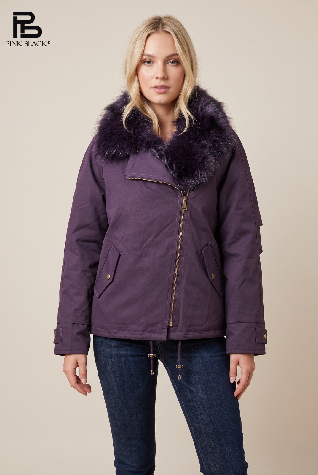 Jacket with Faux-Fur Collar