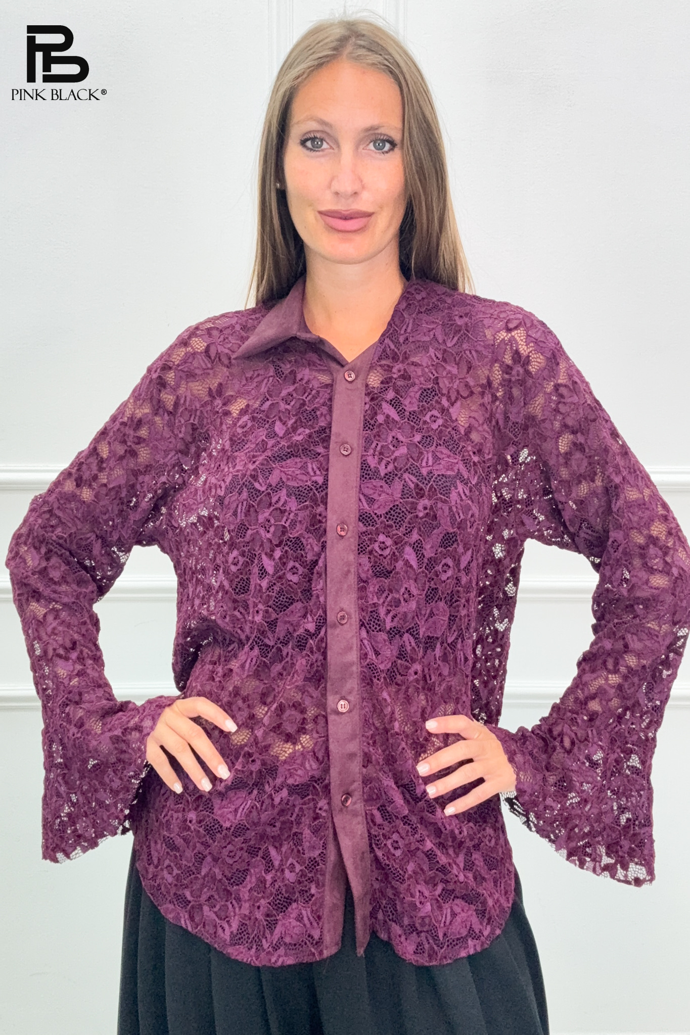 Lace Shirt with Classic Collar