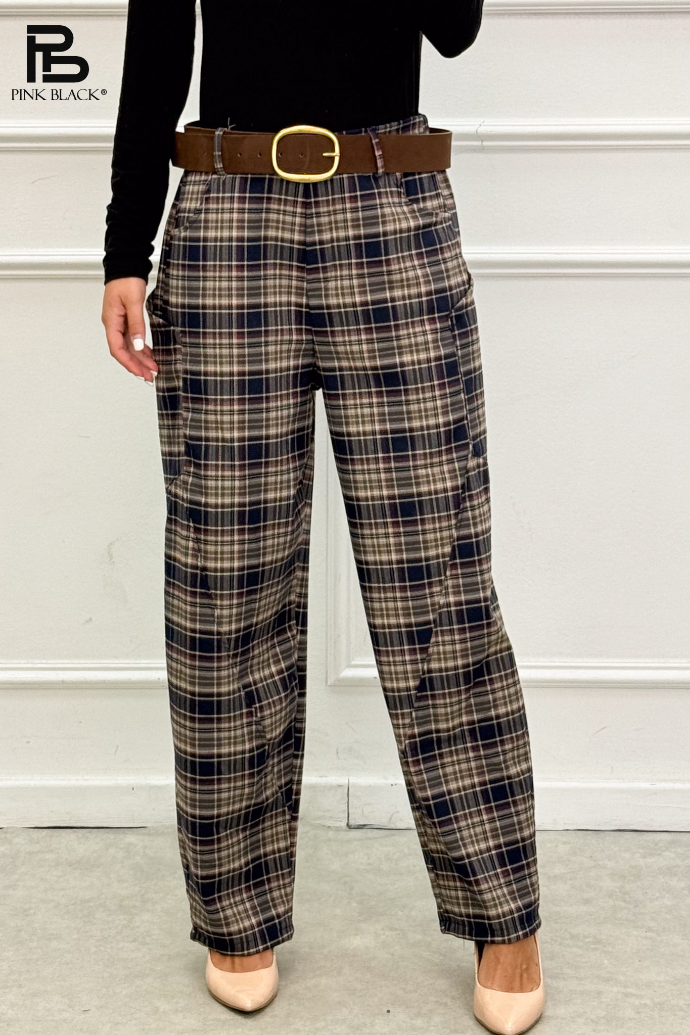 High‑Waist Straight Trousers