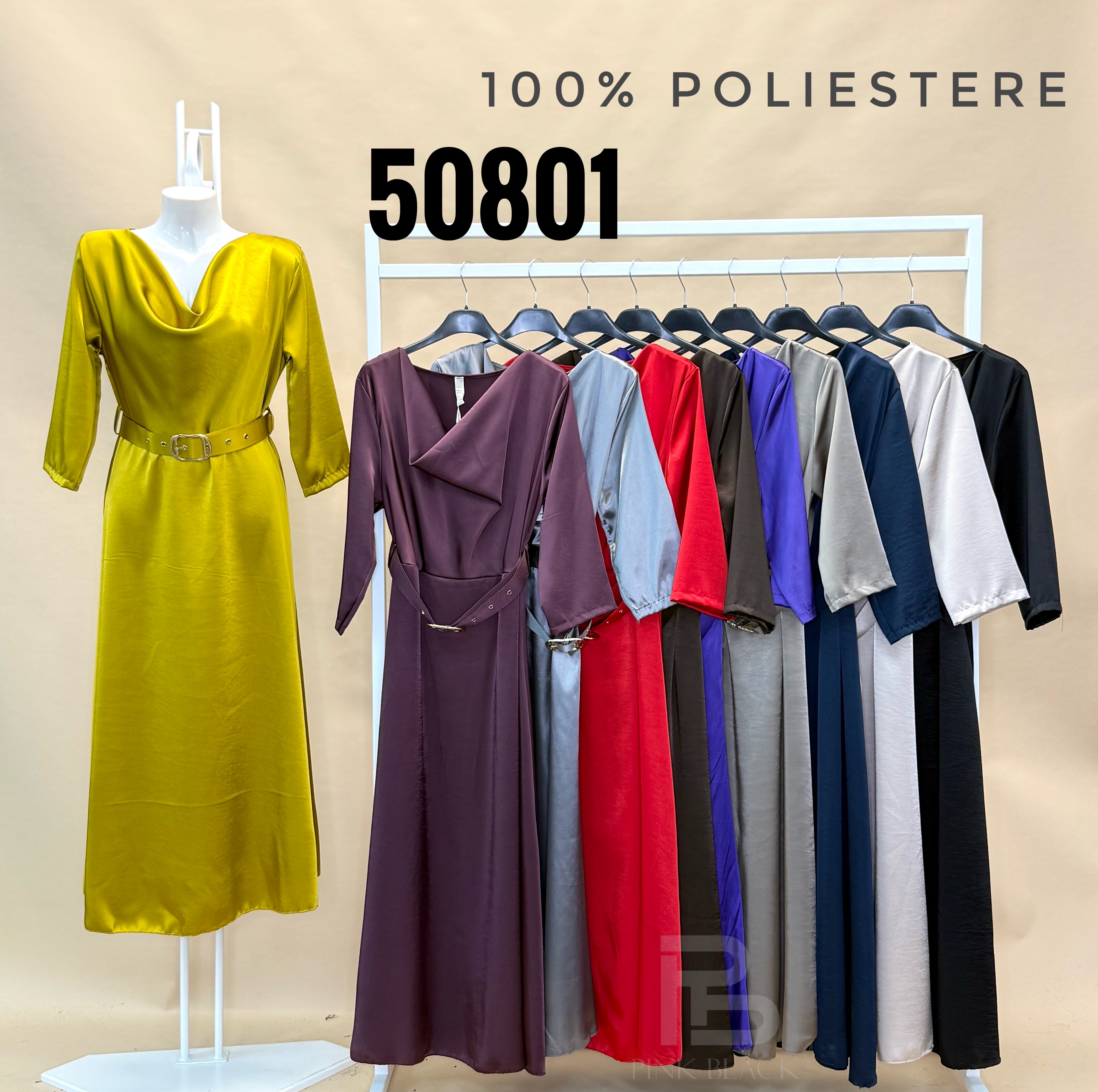 Midi Dress with Waist Belt
