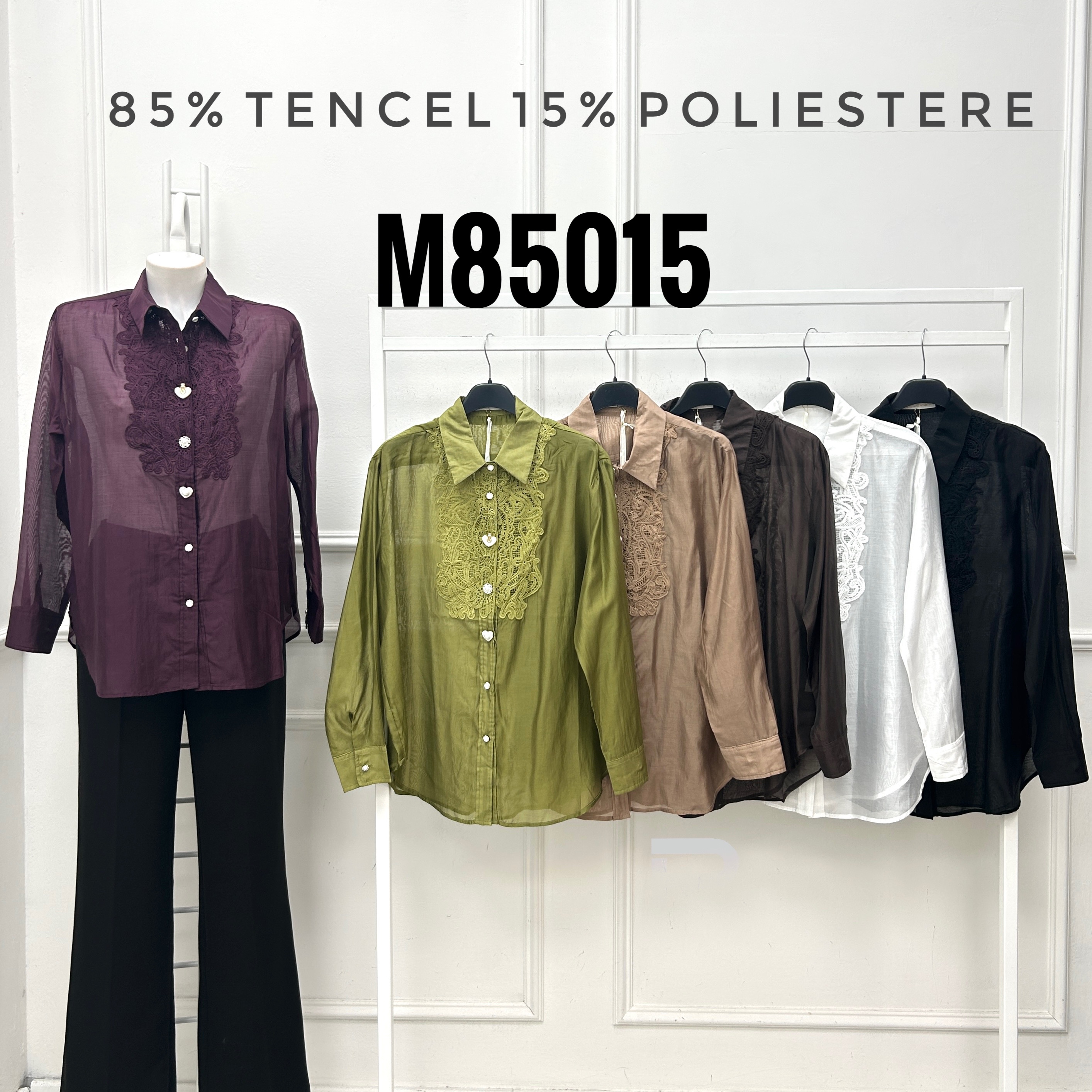 Shirt with Embroidered Front Panel