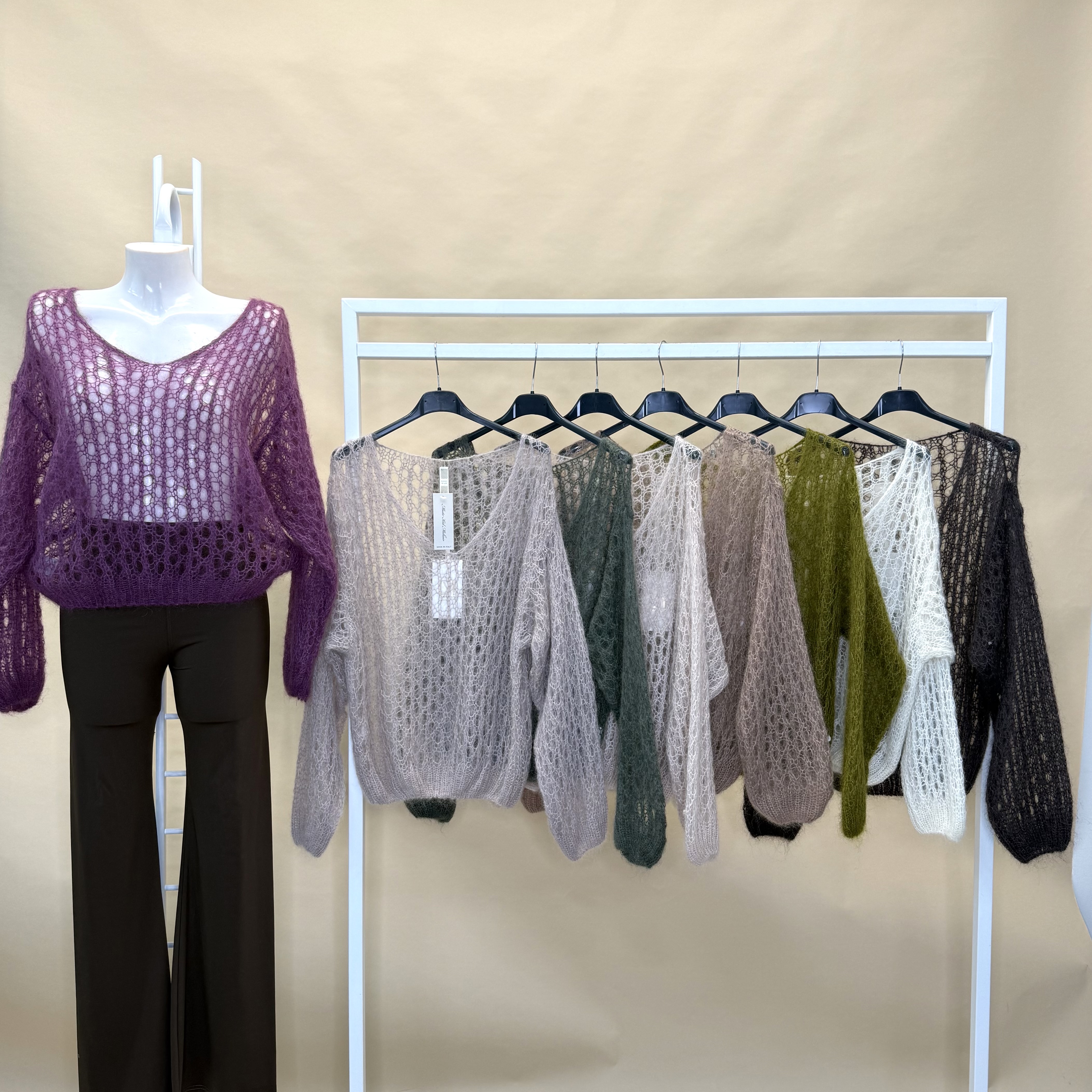 Relaxed Mohair-Effect Sweater with Scoop Neck