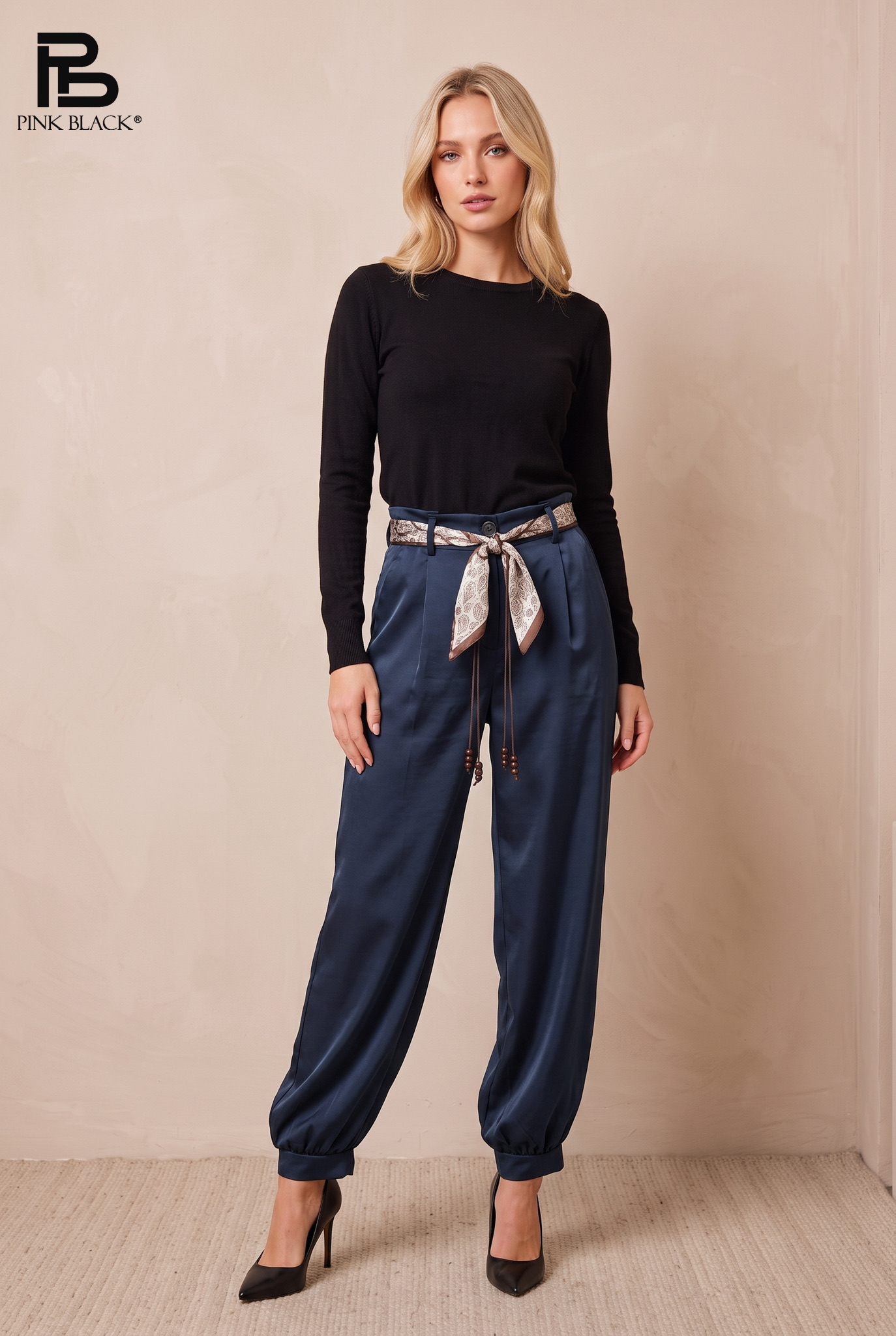 Pleated High‑Waist Joggers