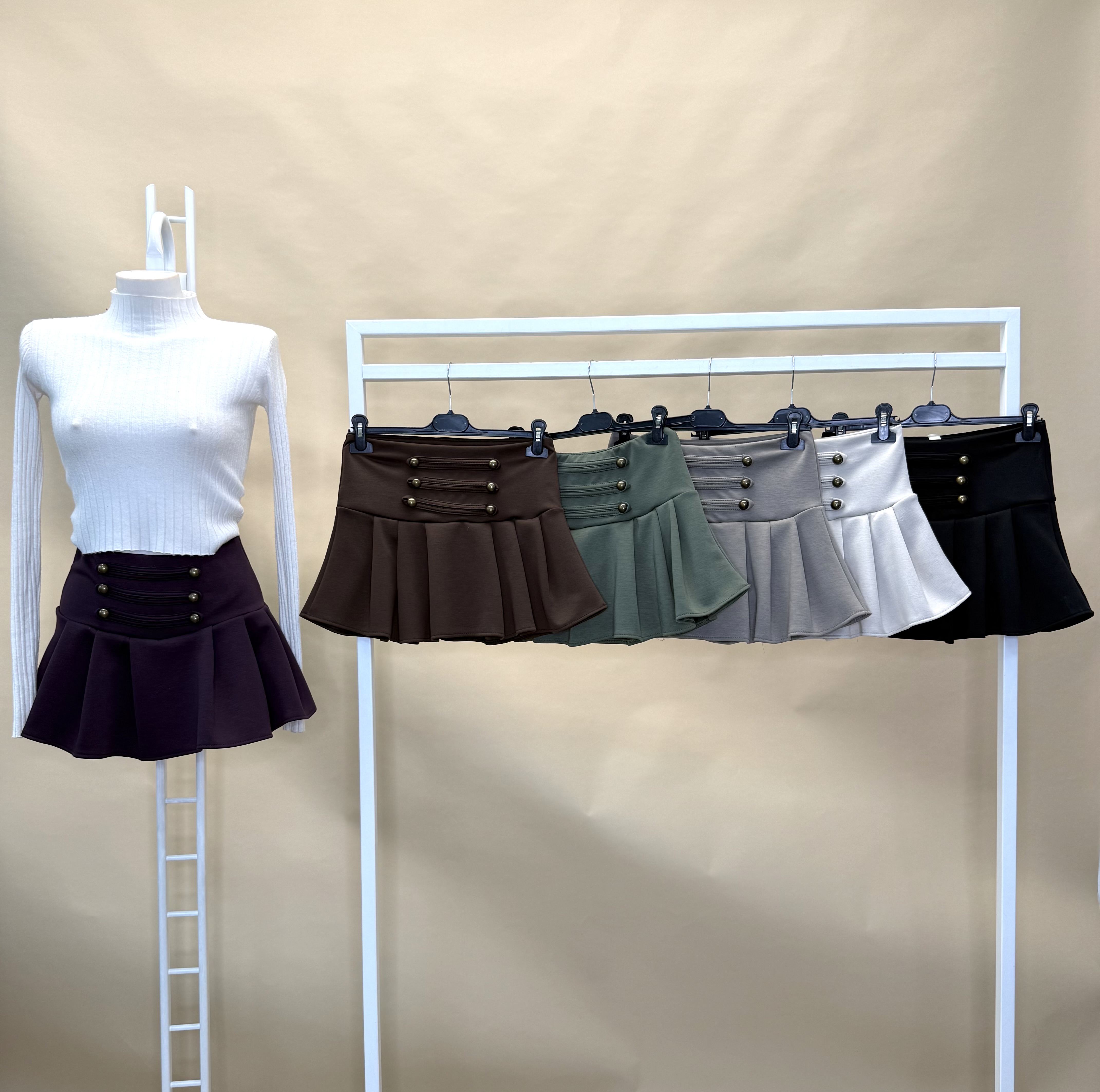 Pleated Flared Mini Skirt