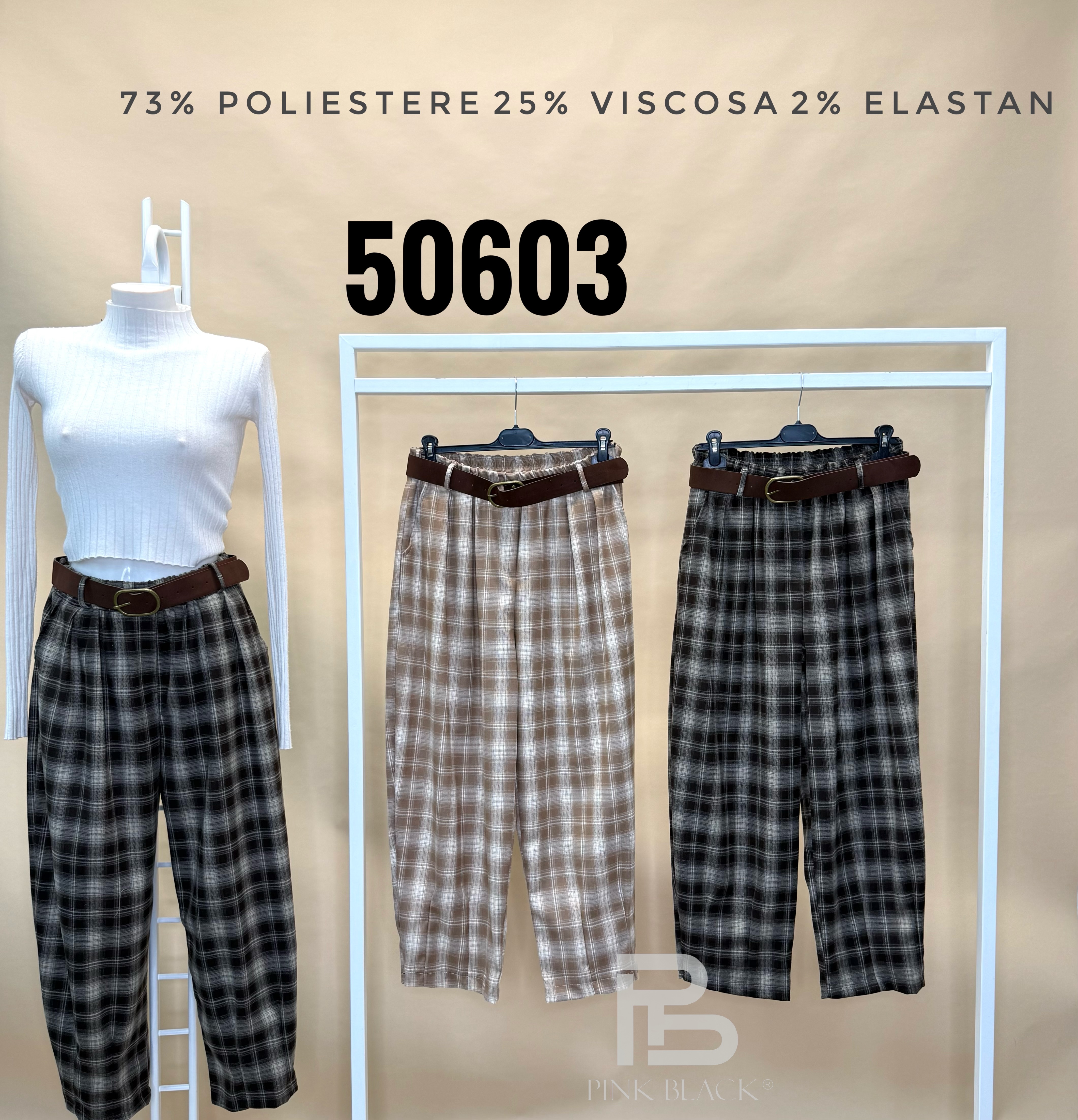 Wide Checked Trousers