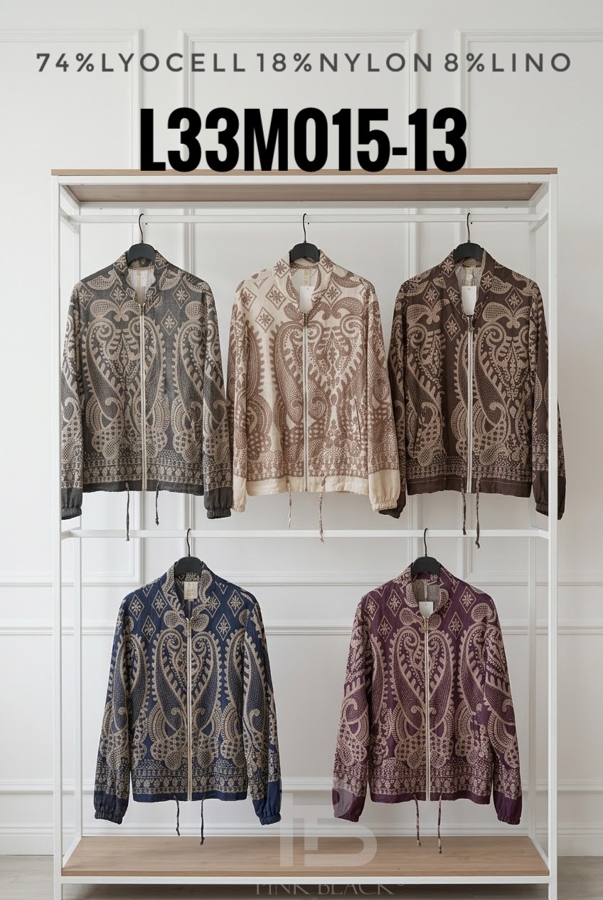 Paisley Bomber Jacket with Stand Collar