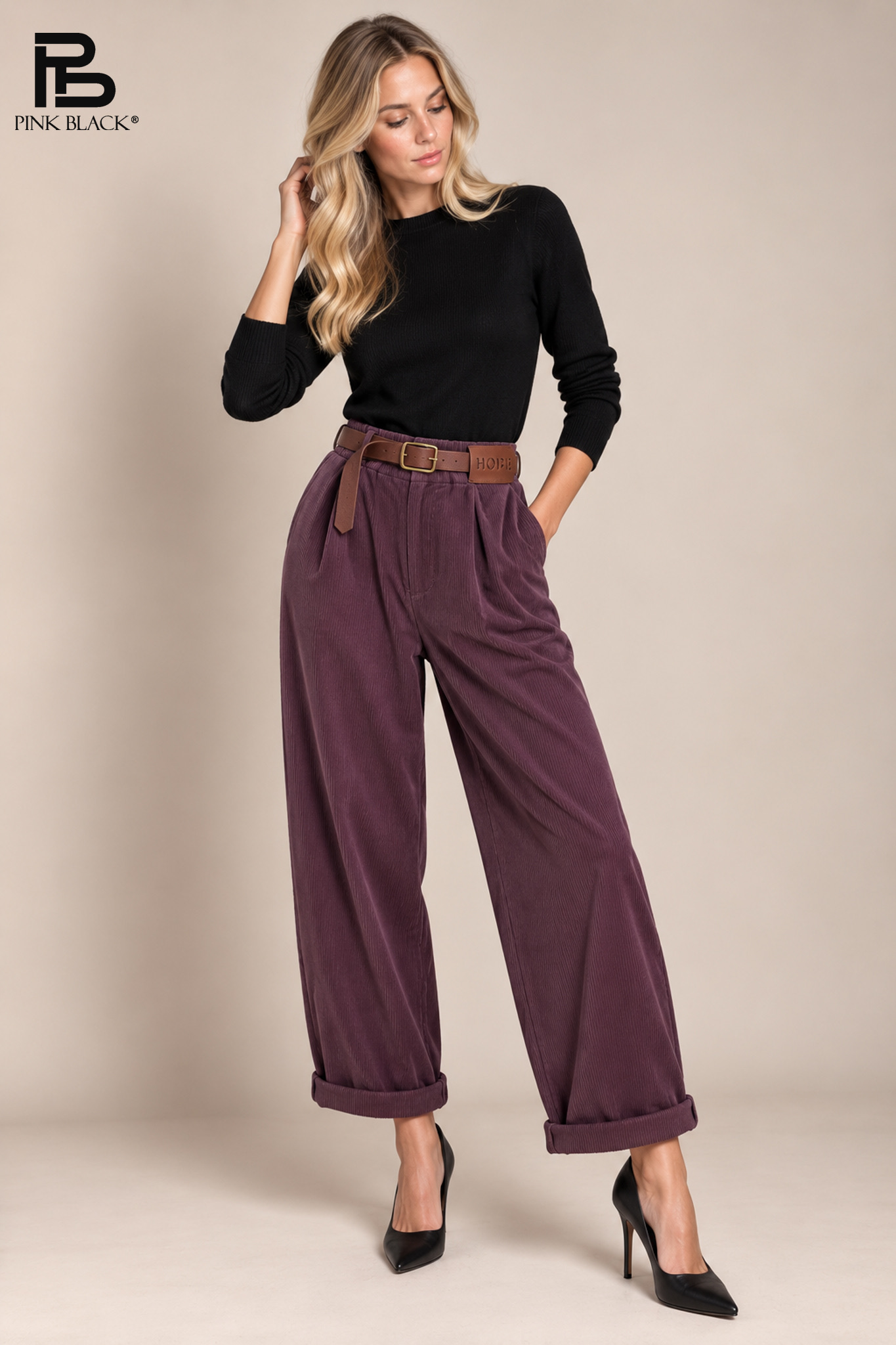 Wide‑Leg Pleated Trousers