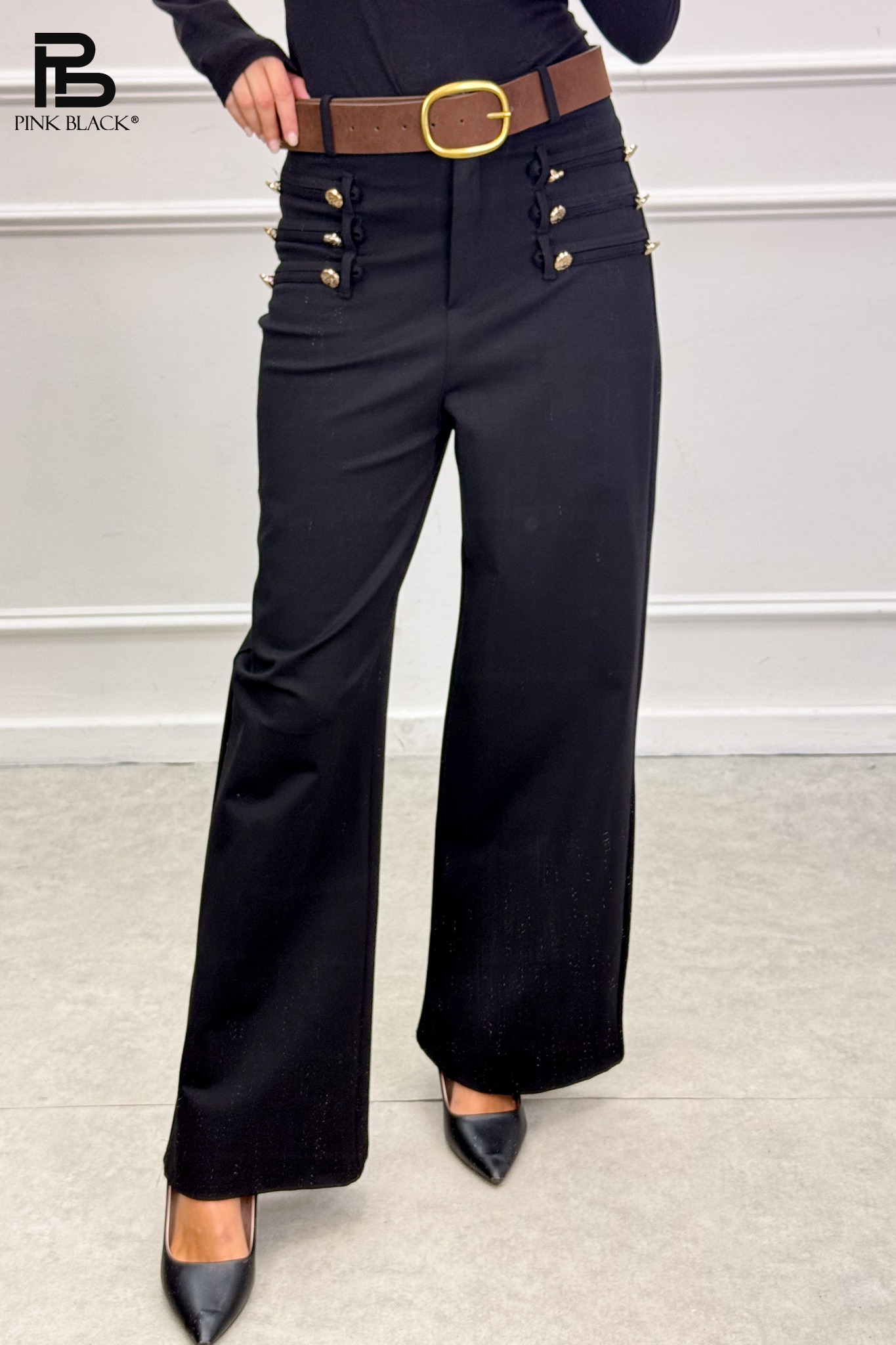 Bootcut Trousers with Belt