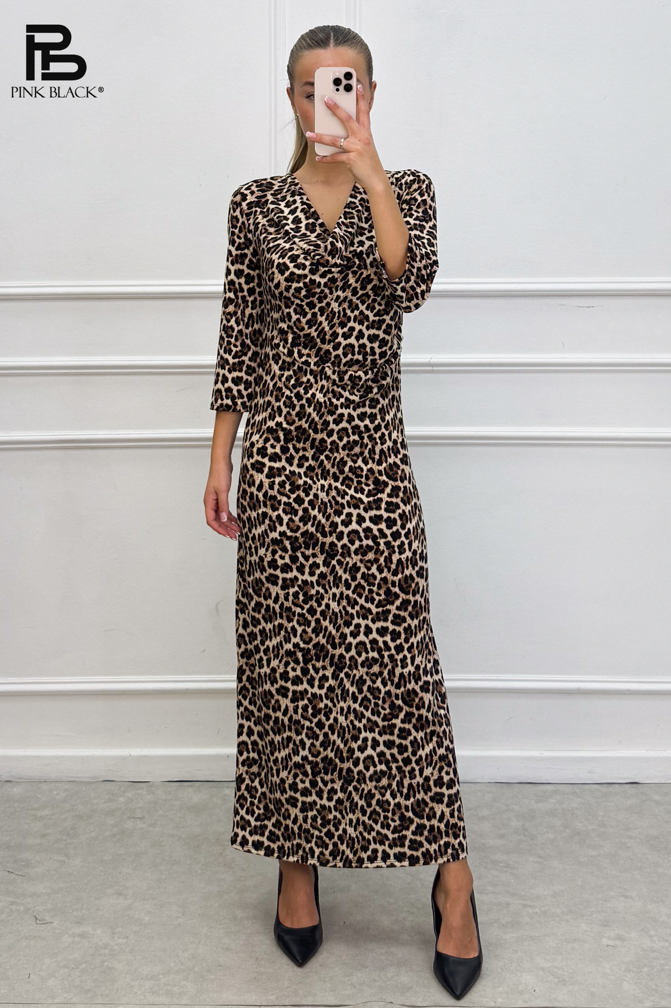 Maxi Dress with Waterfall Neckline