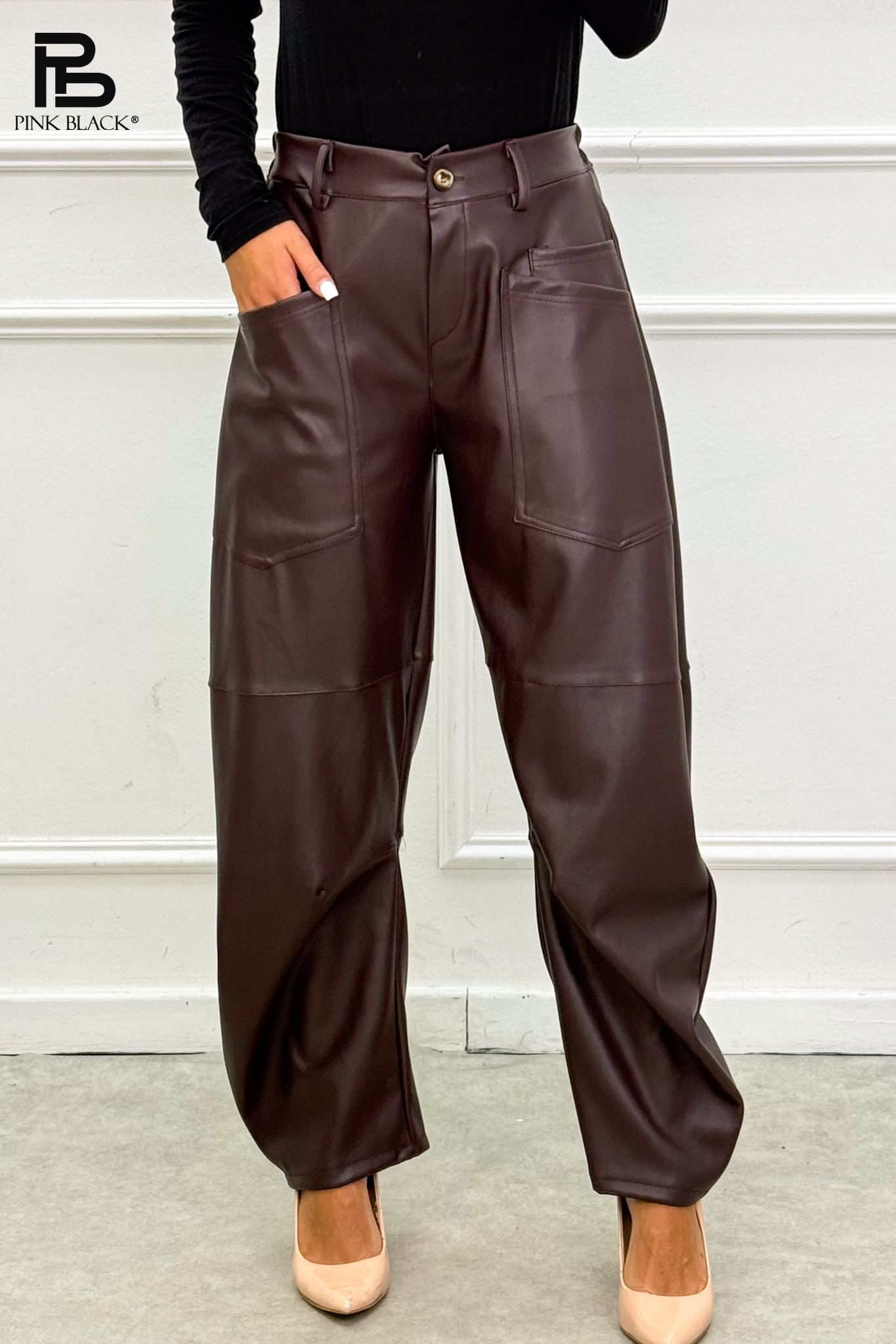 Straight Eco-Leather Trousers