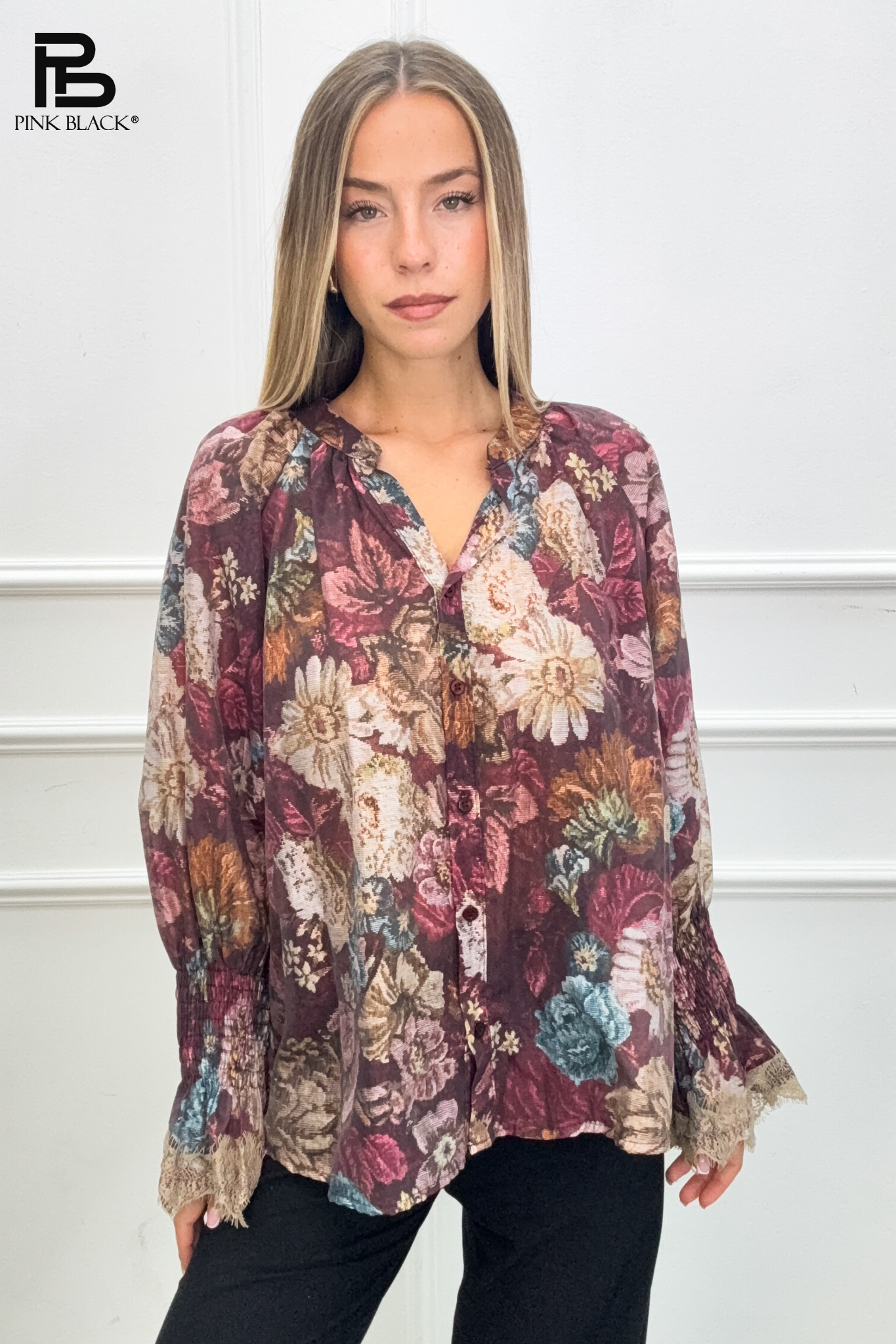 Relaxed Lace-Trim Shirt