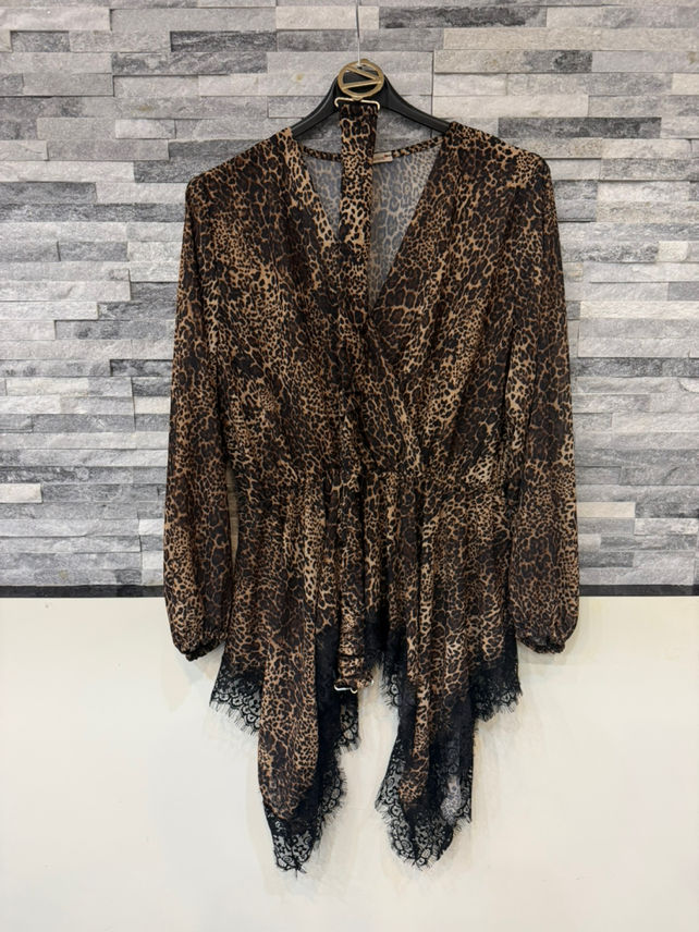 Wrap Blouse with Asymmetric Hem