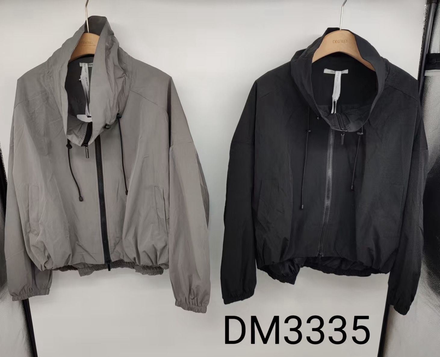 Bomber Jacket with Stand Collar and Drawcords