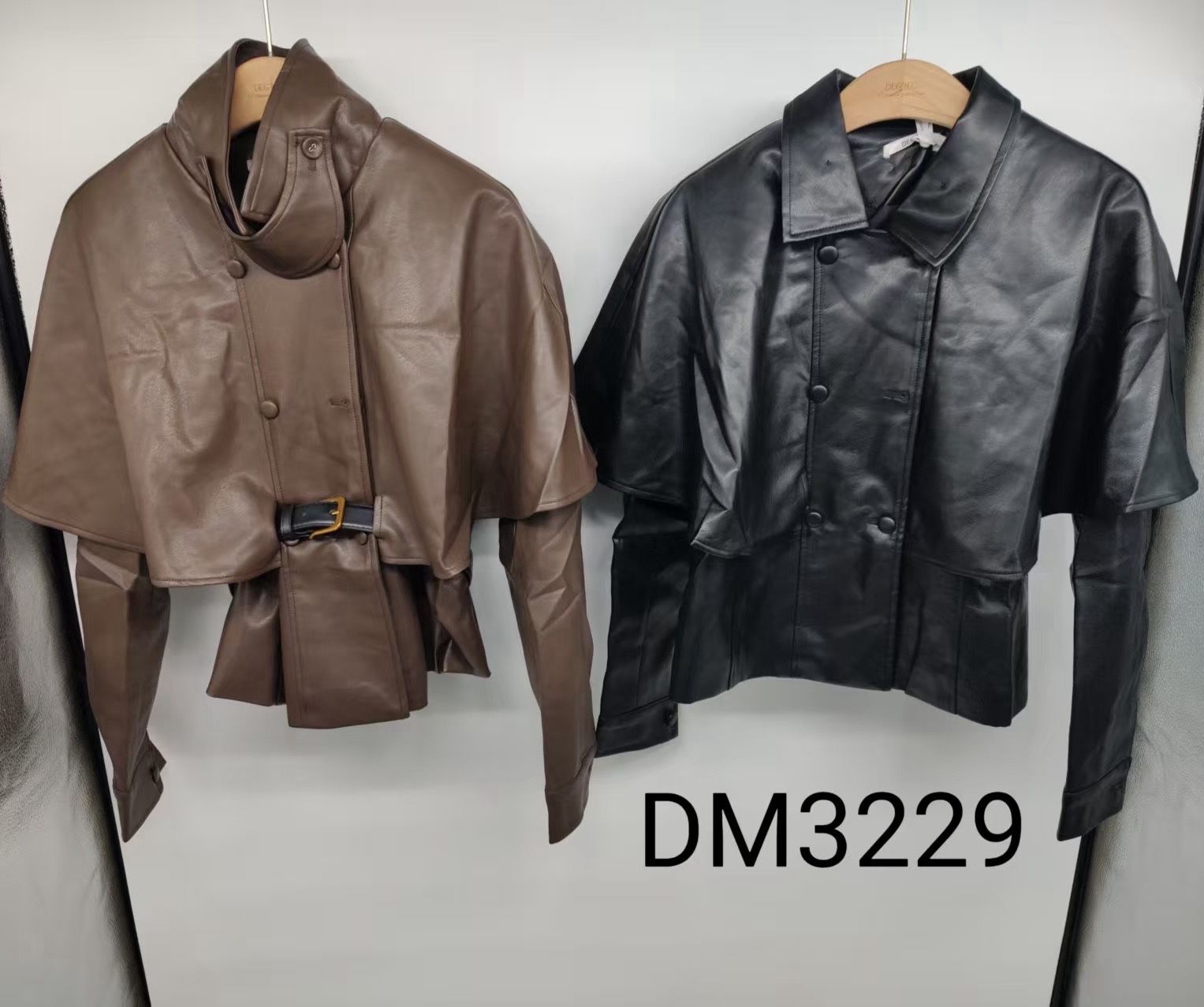 Faux Leather Jacket with Belt
