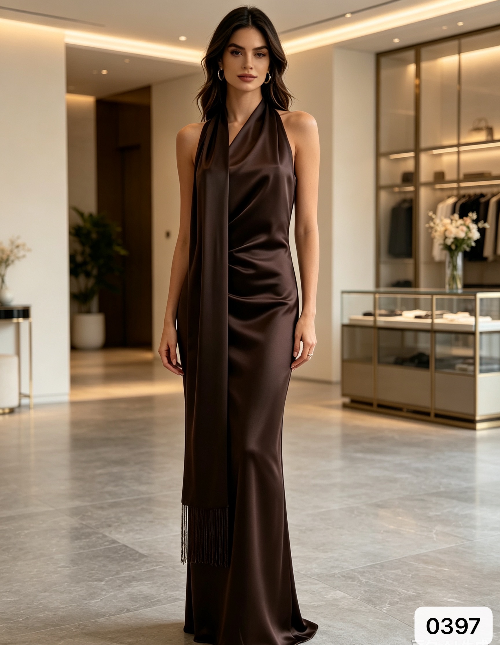 Halter Maxi Dress with Fringe