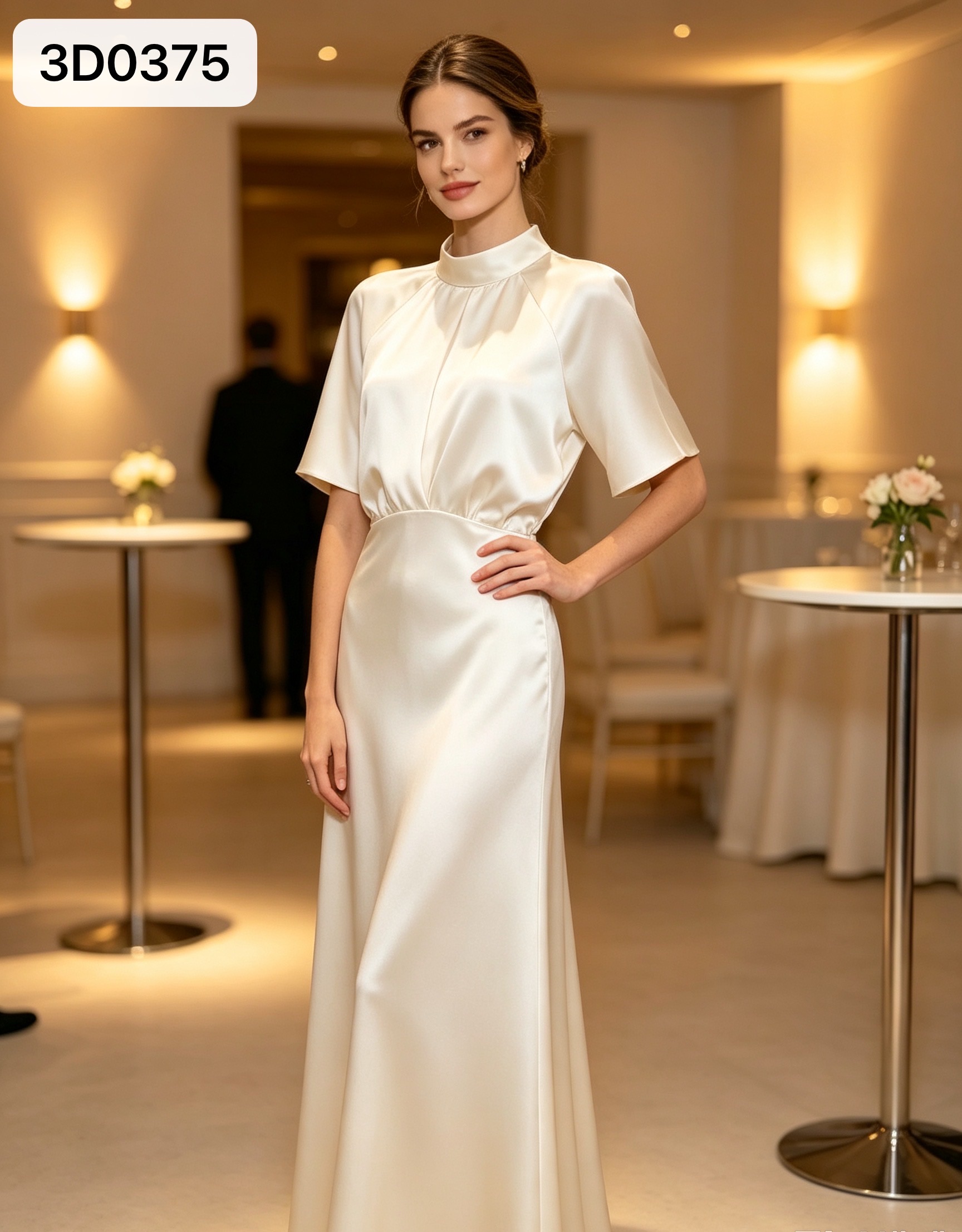 Maxi Dress with Stand Collar