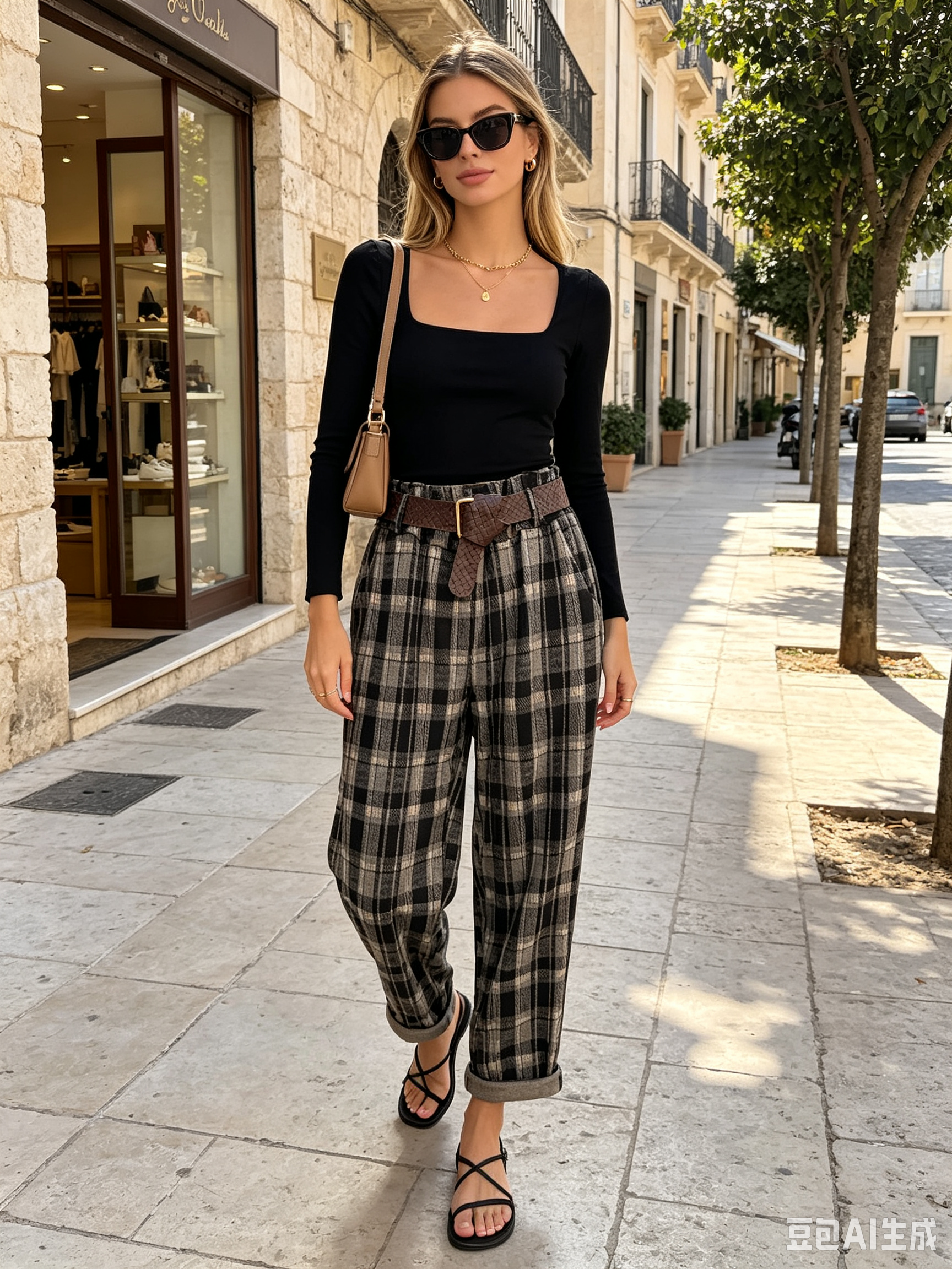 Straight Trousers with Belt