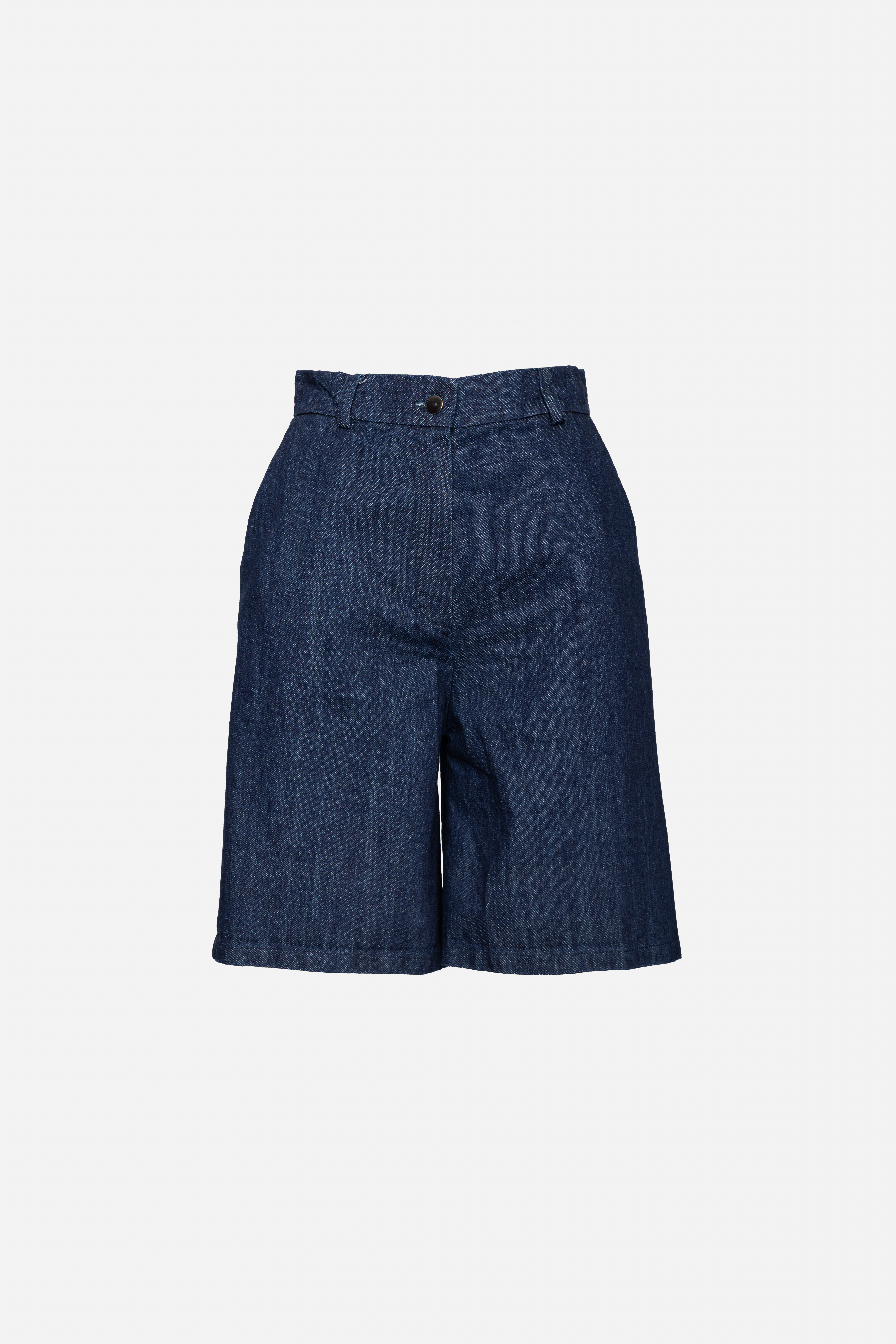 High-Rise Denim Bermuda Shorts