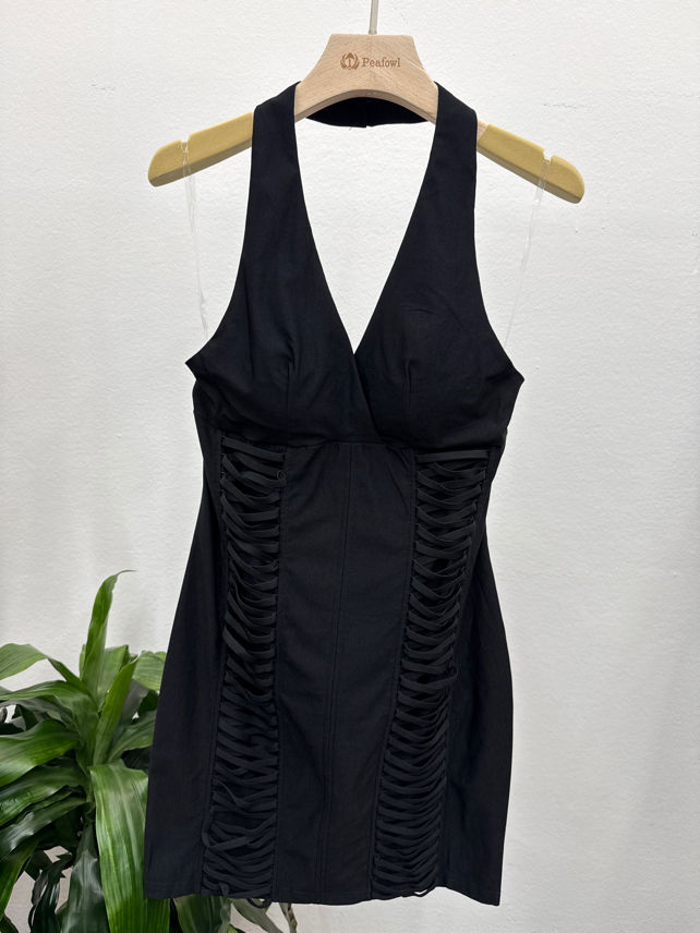 Fitted V-Neck Mini Dress