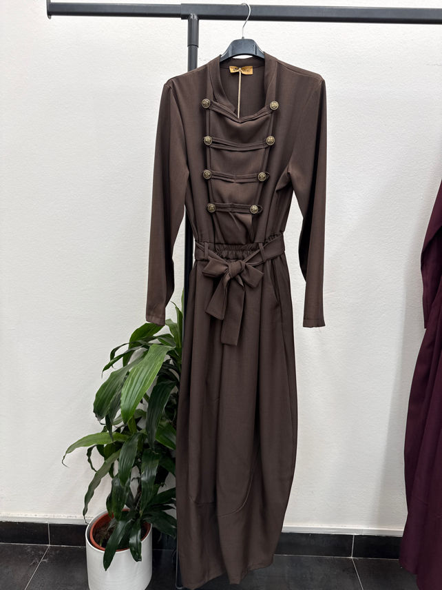 Stand-Collar Jumpsuit with Belt
