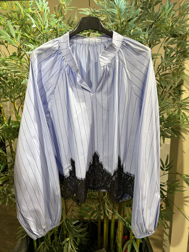 Mock‑Neck Blouse with Pleats