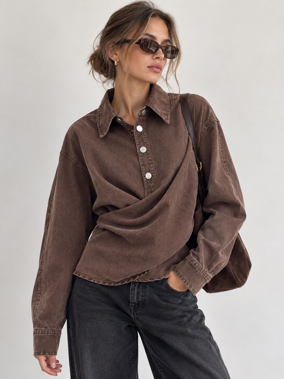 Oversized Shirt with Collar