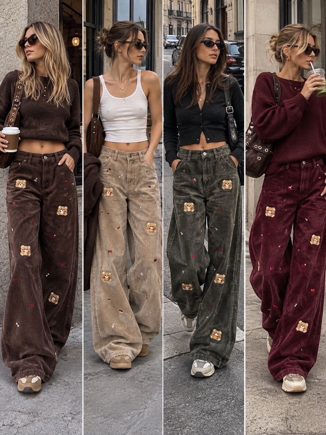 Wide-Leg Embroidered Trousers