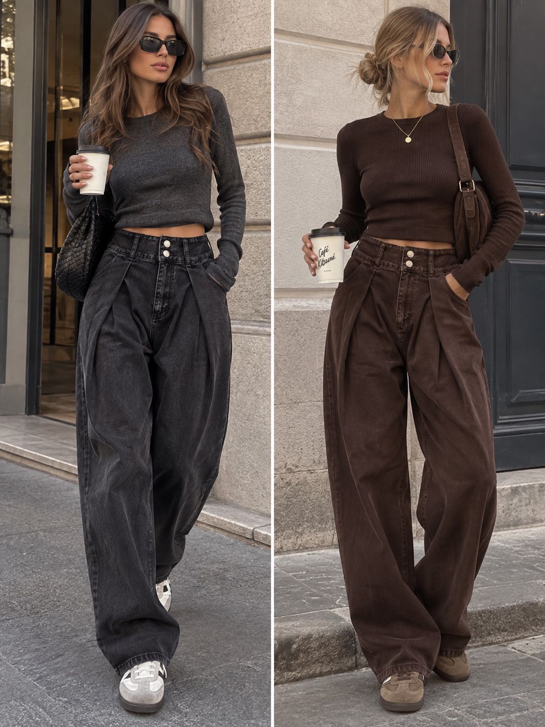 Wide‑Leg Trousers with Pleats