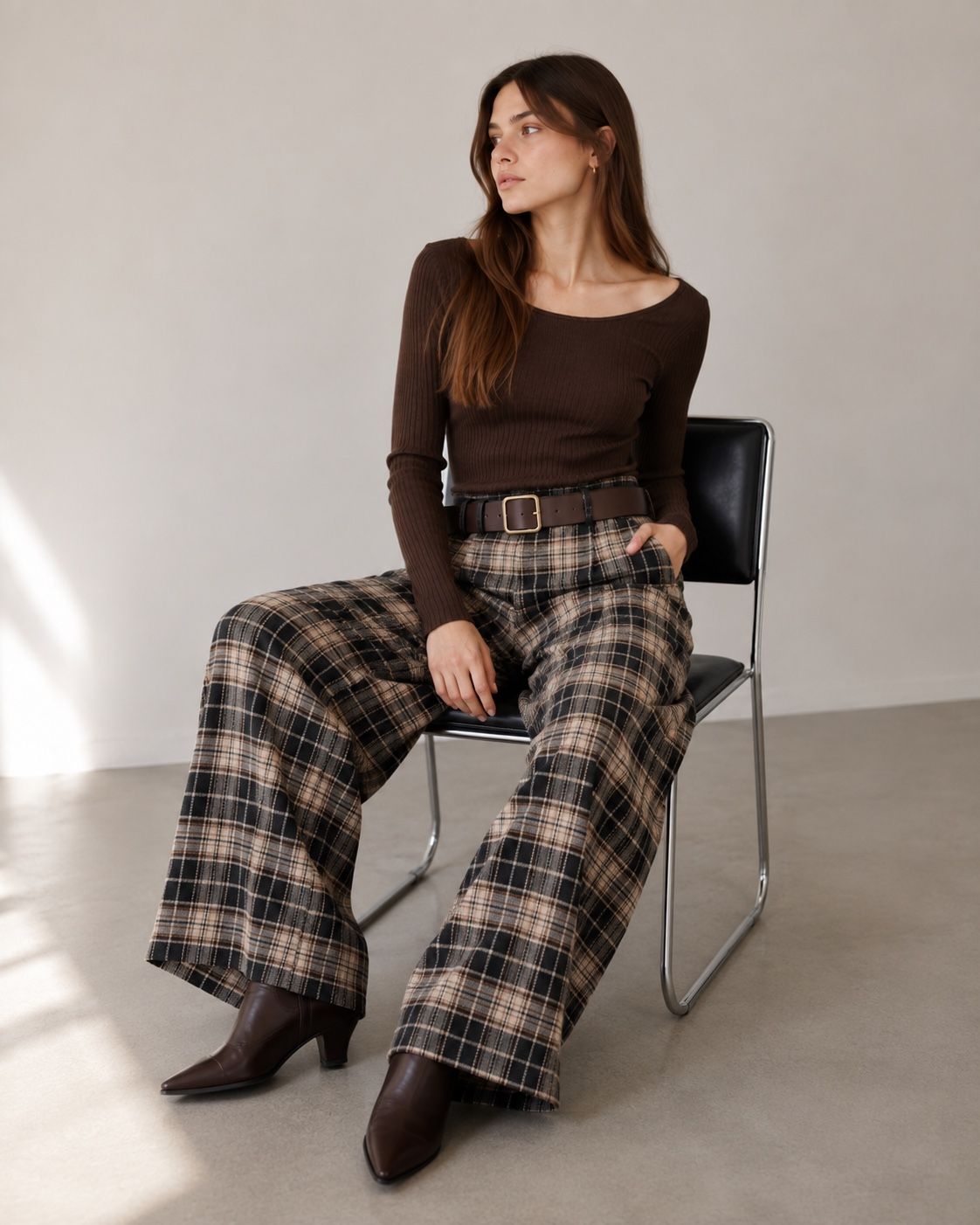 Wide Belted Trousers