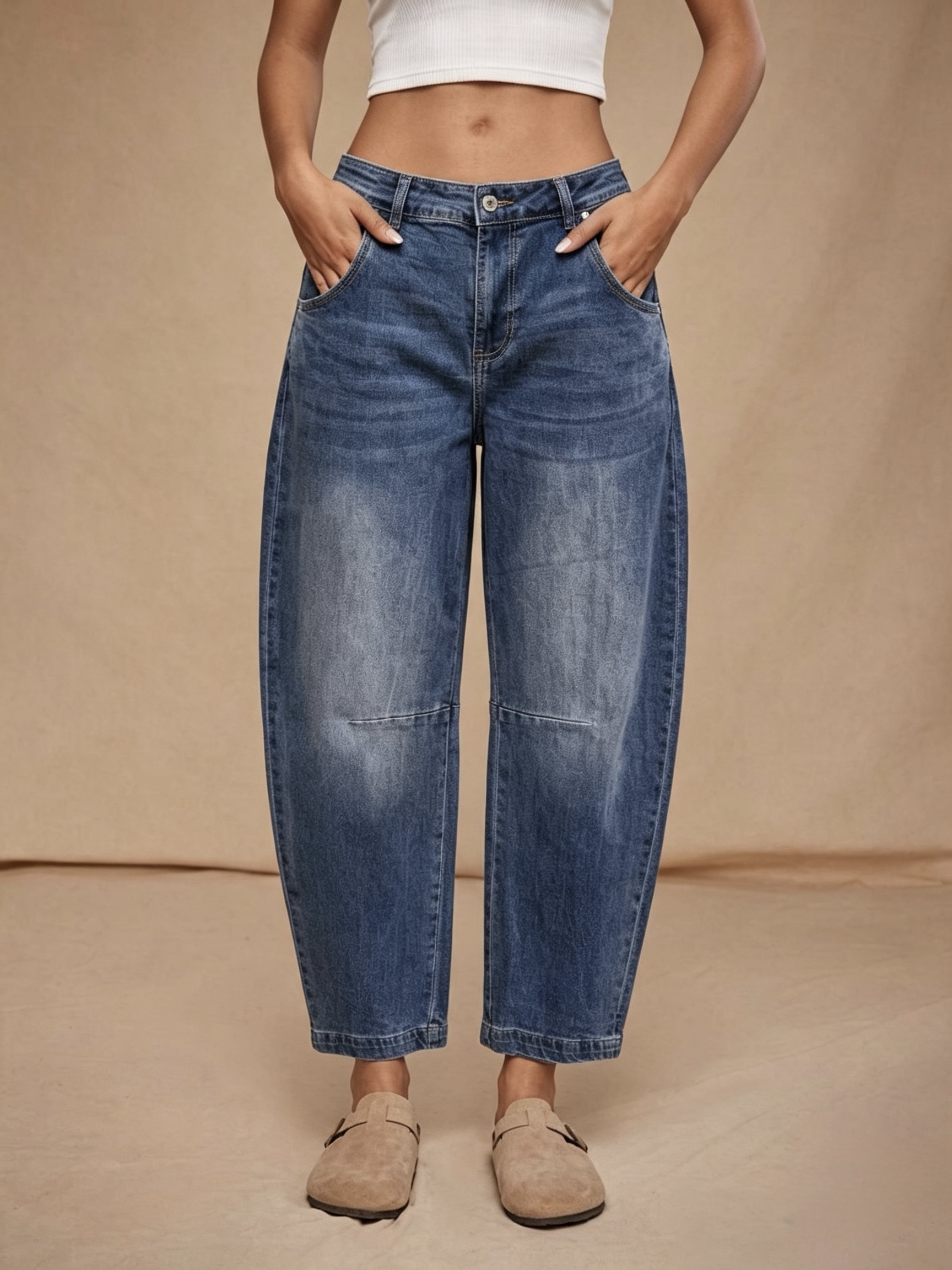 High‑Waist Balloon Jeans