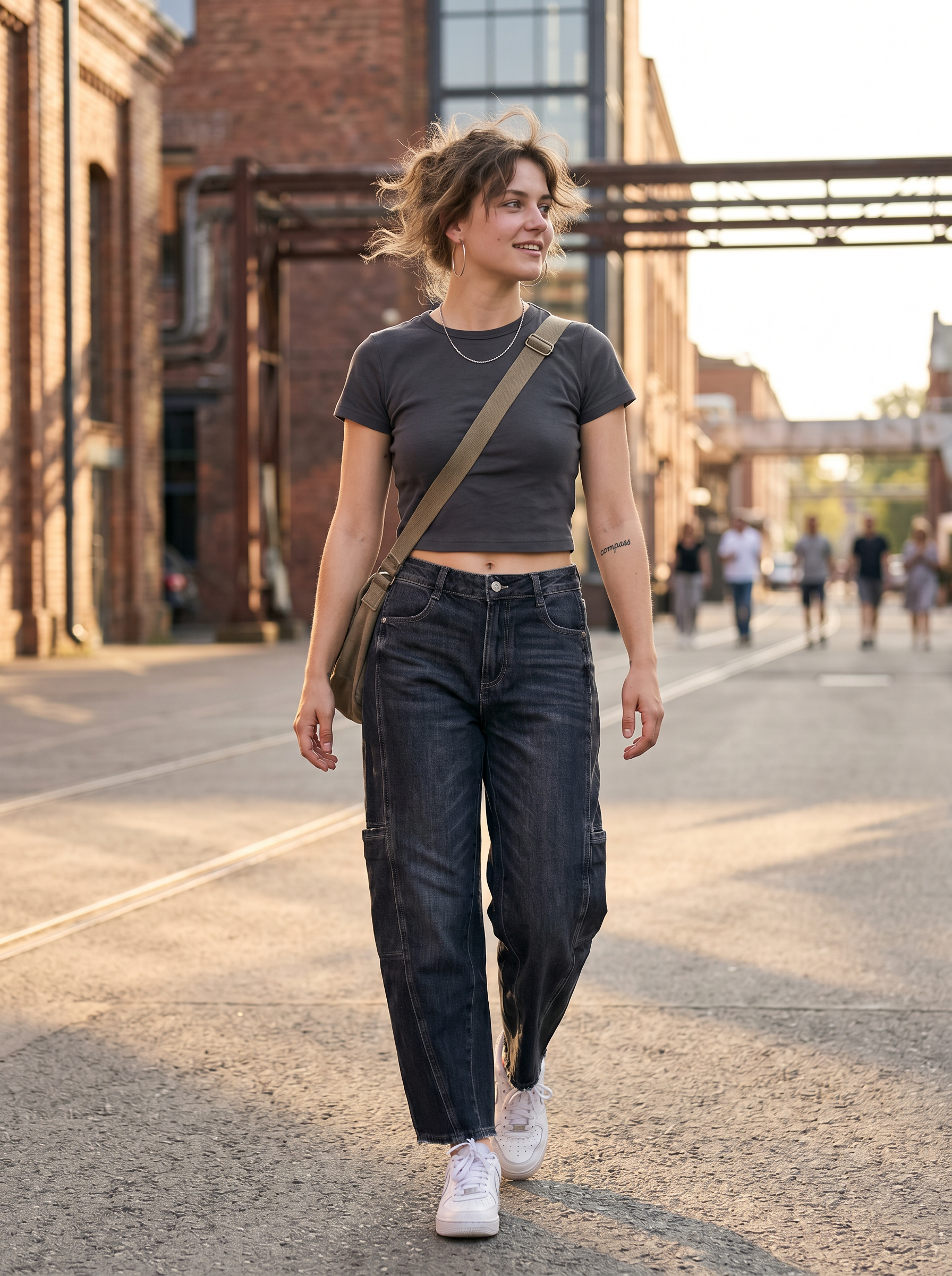 High‑Waist Cargo Trousers