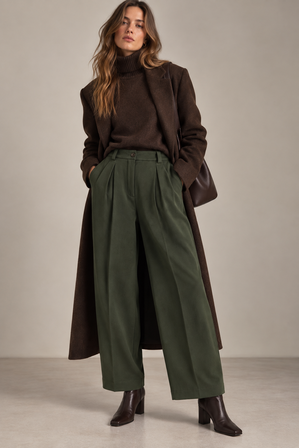 Pleated Wide-Leg Trousers