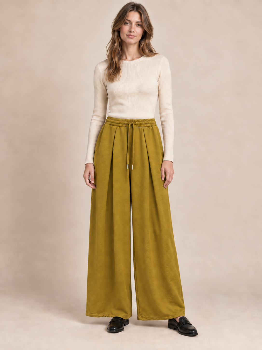 Wide-Leg Drawstring Trousers