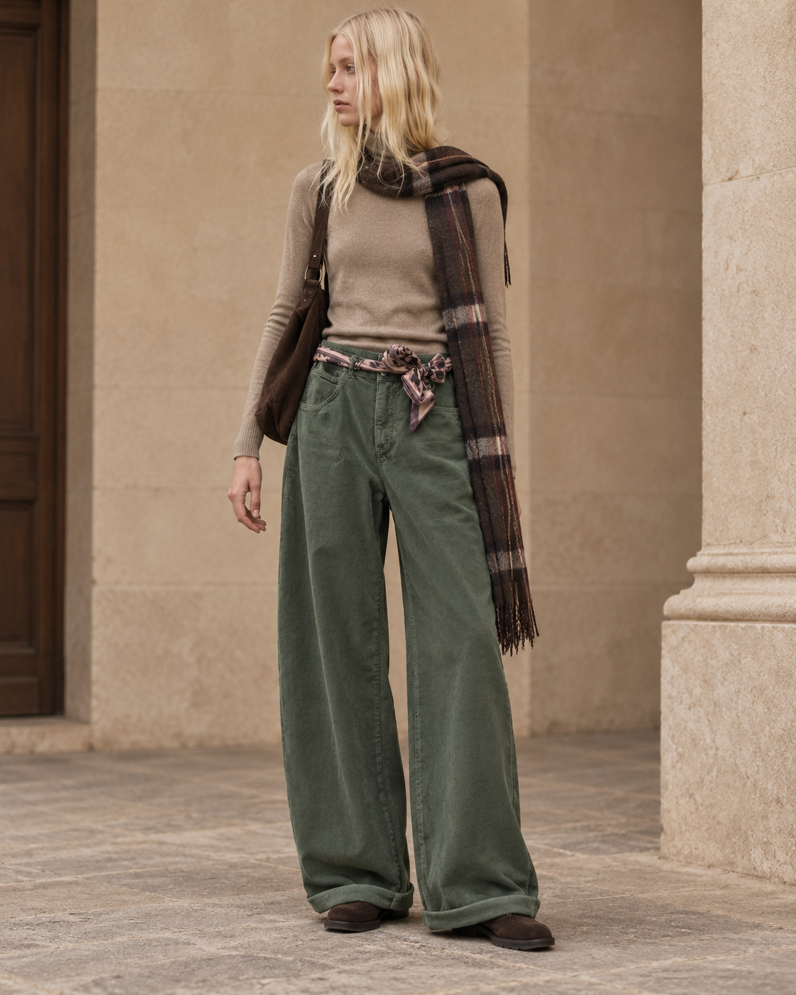 Wide-Leg Trousers with Belt