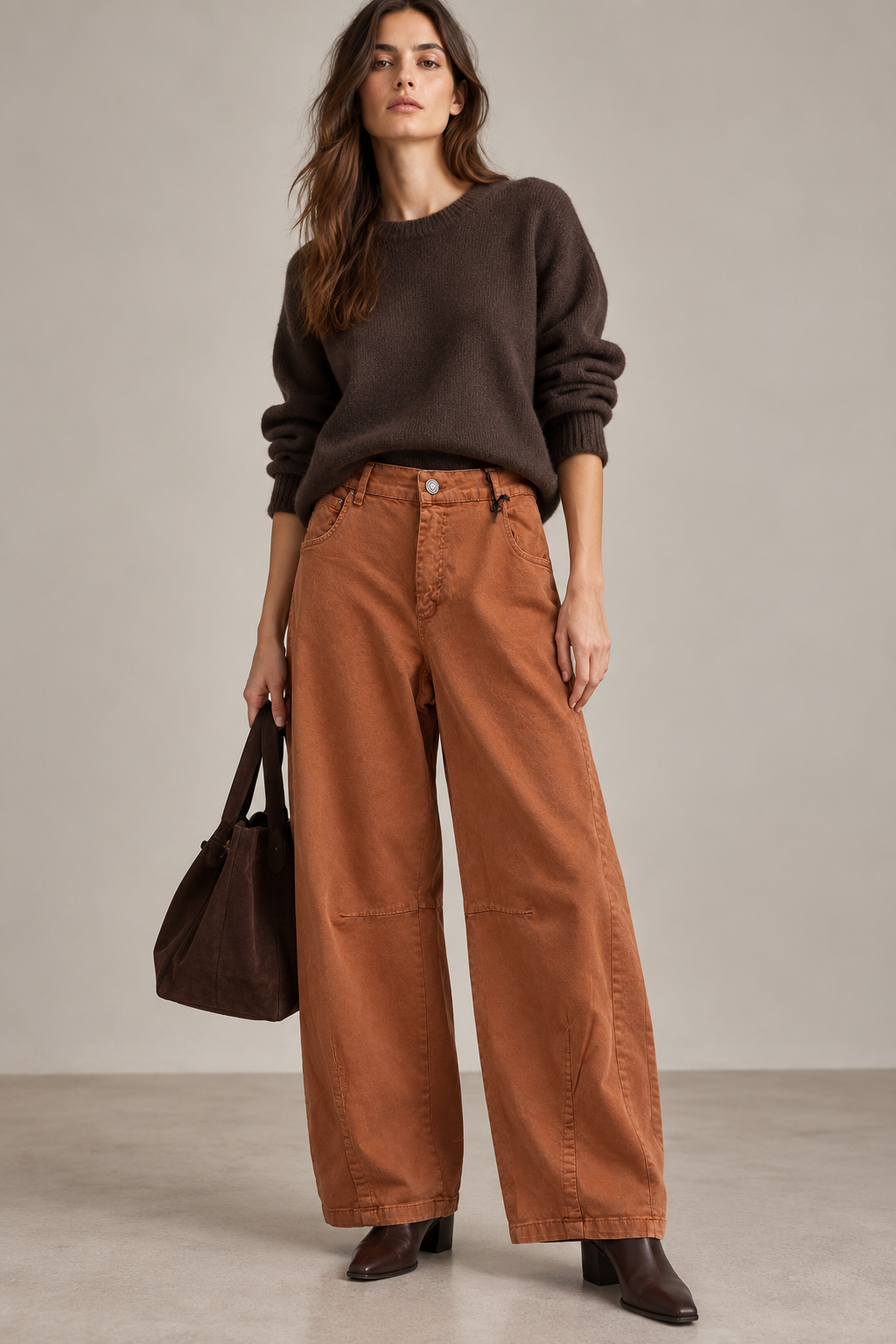 High-Waist Barrel Trousers