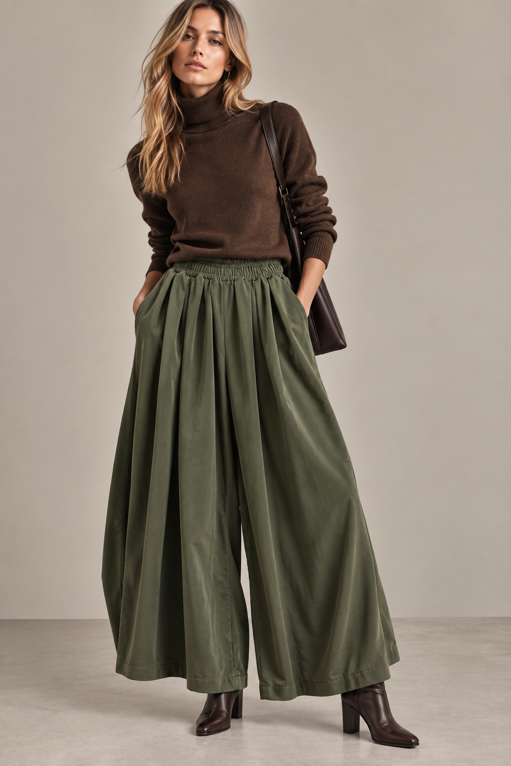 Wide-Leg Drawstring Trousers