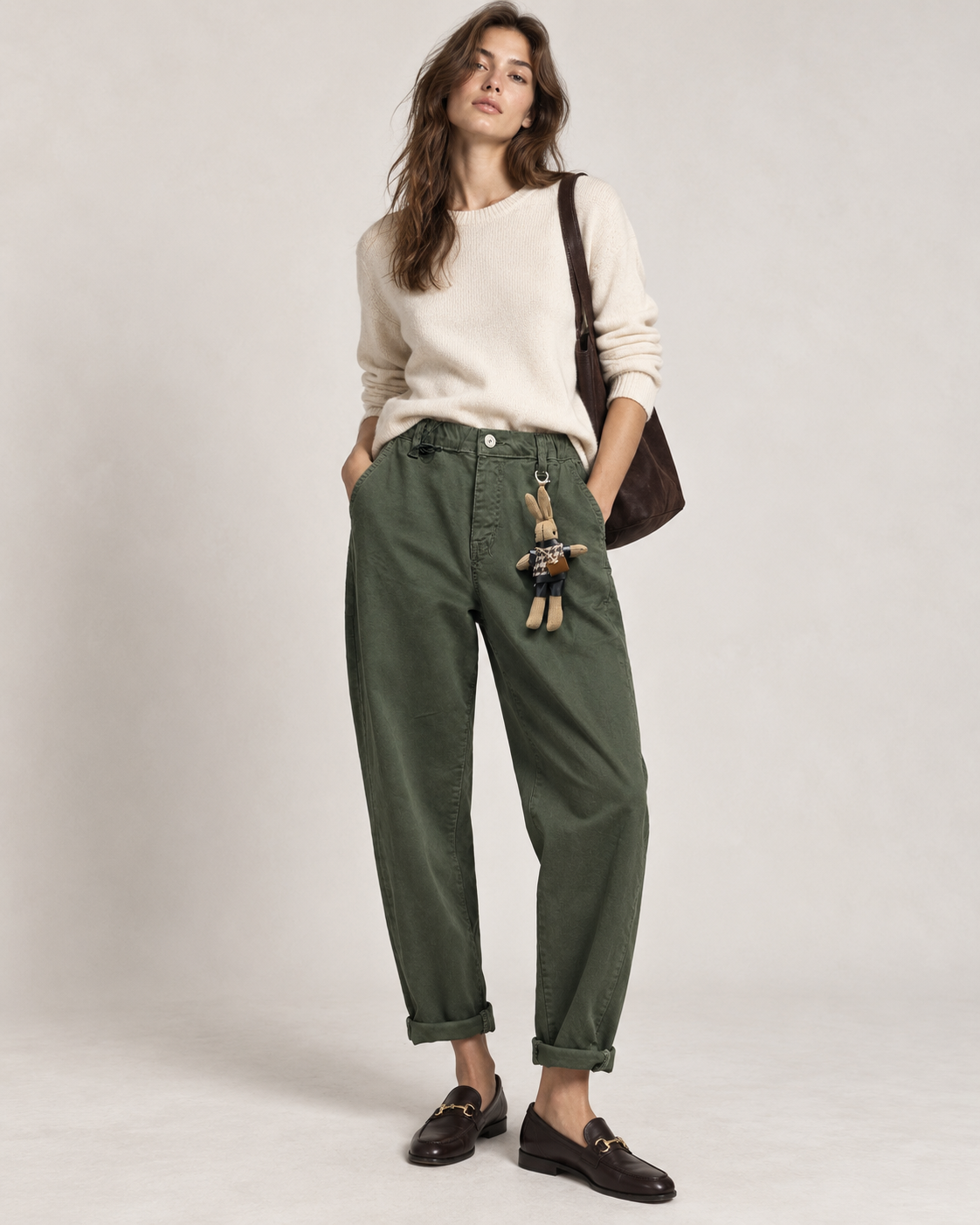 Mom Fit Trousers with Side Stripes