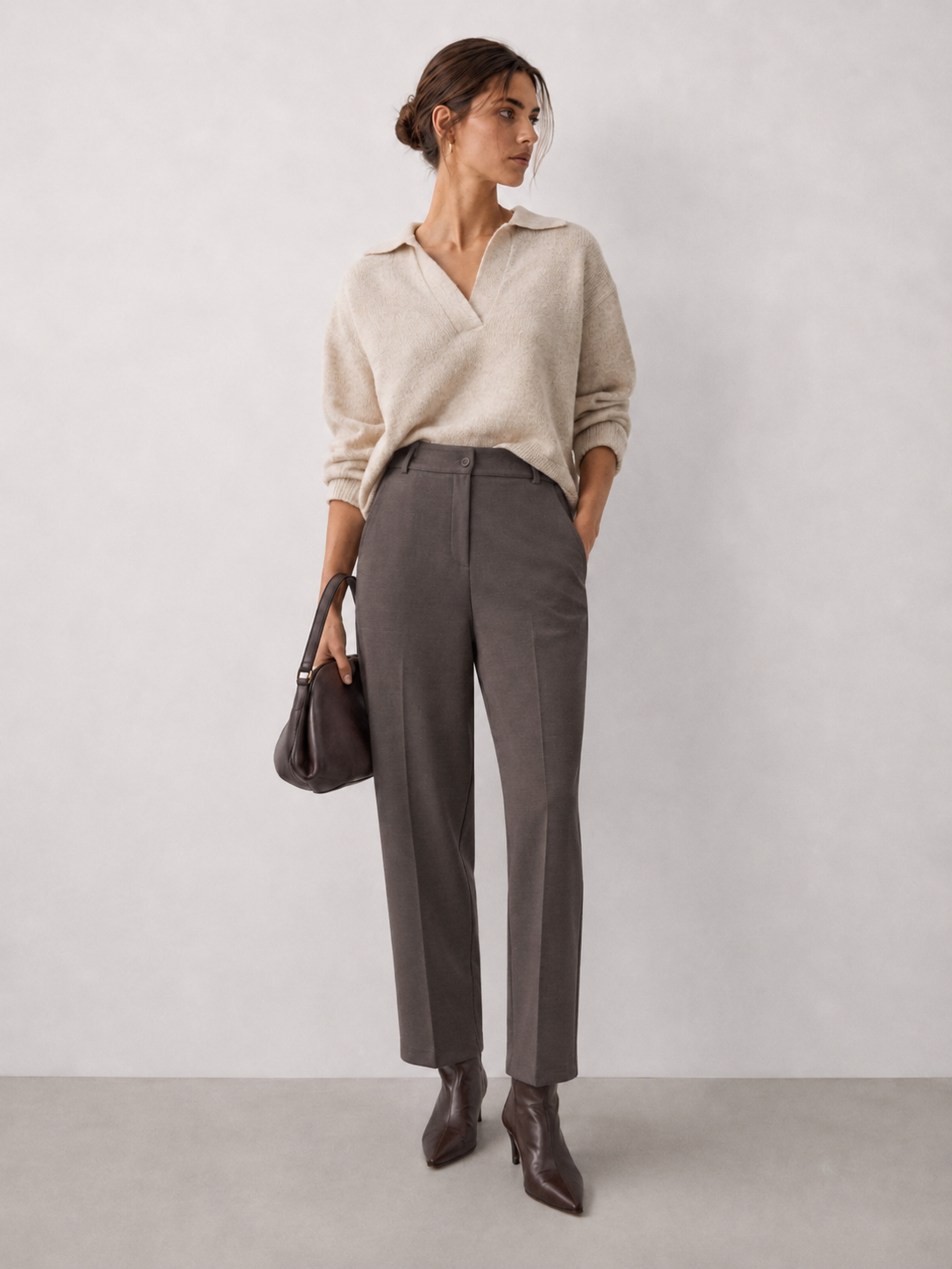 High‑Rise Straight Trousers