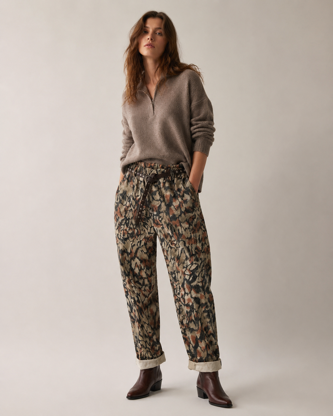 High‑Waist Straight Trousers