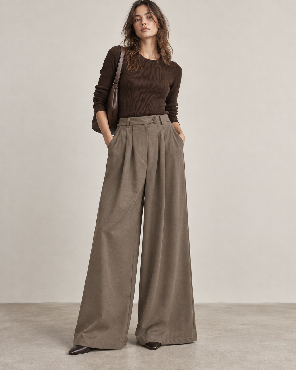 Wide High‑Waisted Trousers