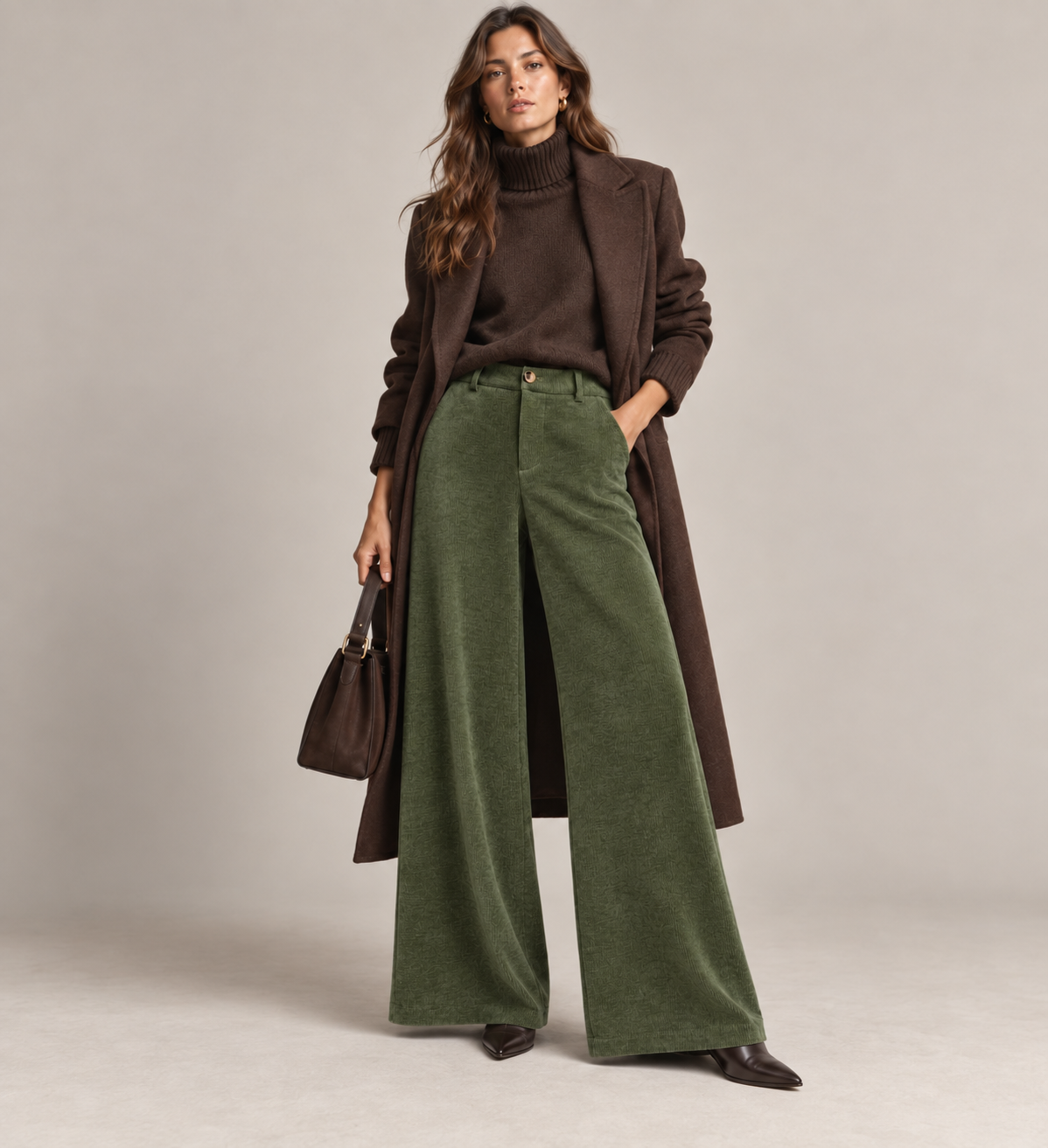 Wide Leg Pleated Trousers
