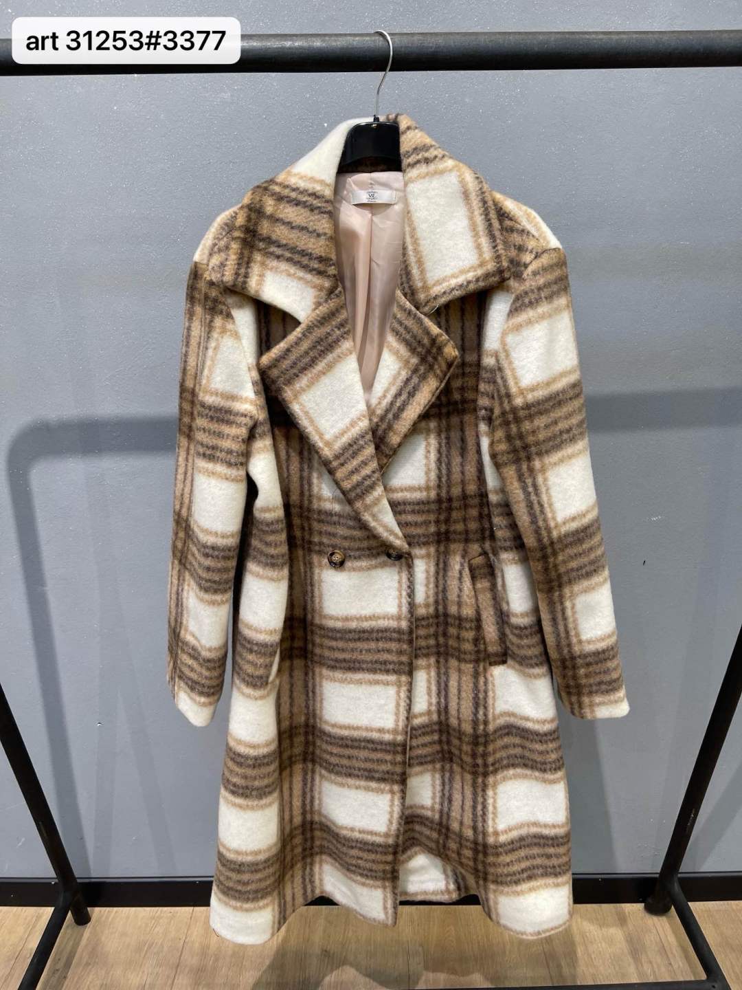 Knee-Length Checked Coat